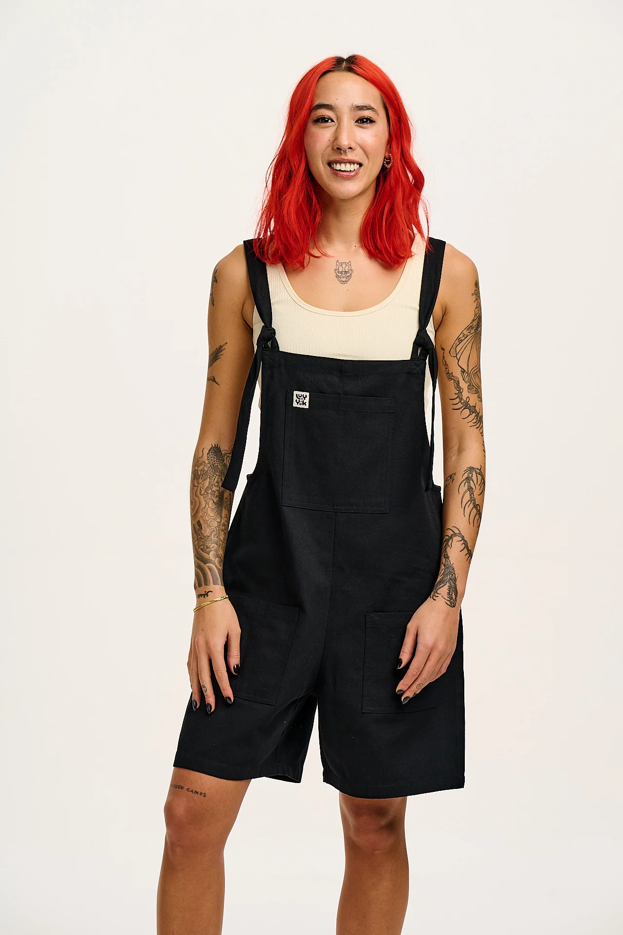 Original - Cotton Dungaree Shorts in Black - Image 3