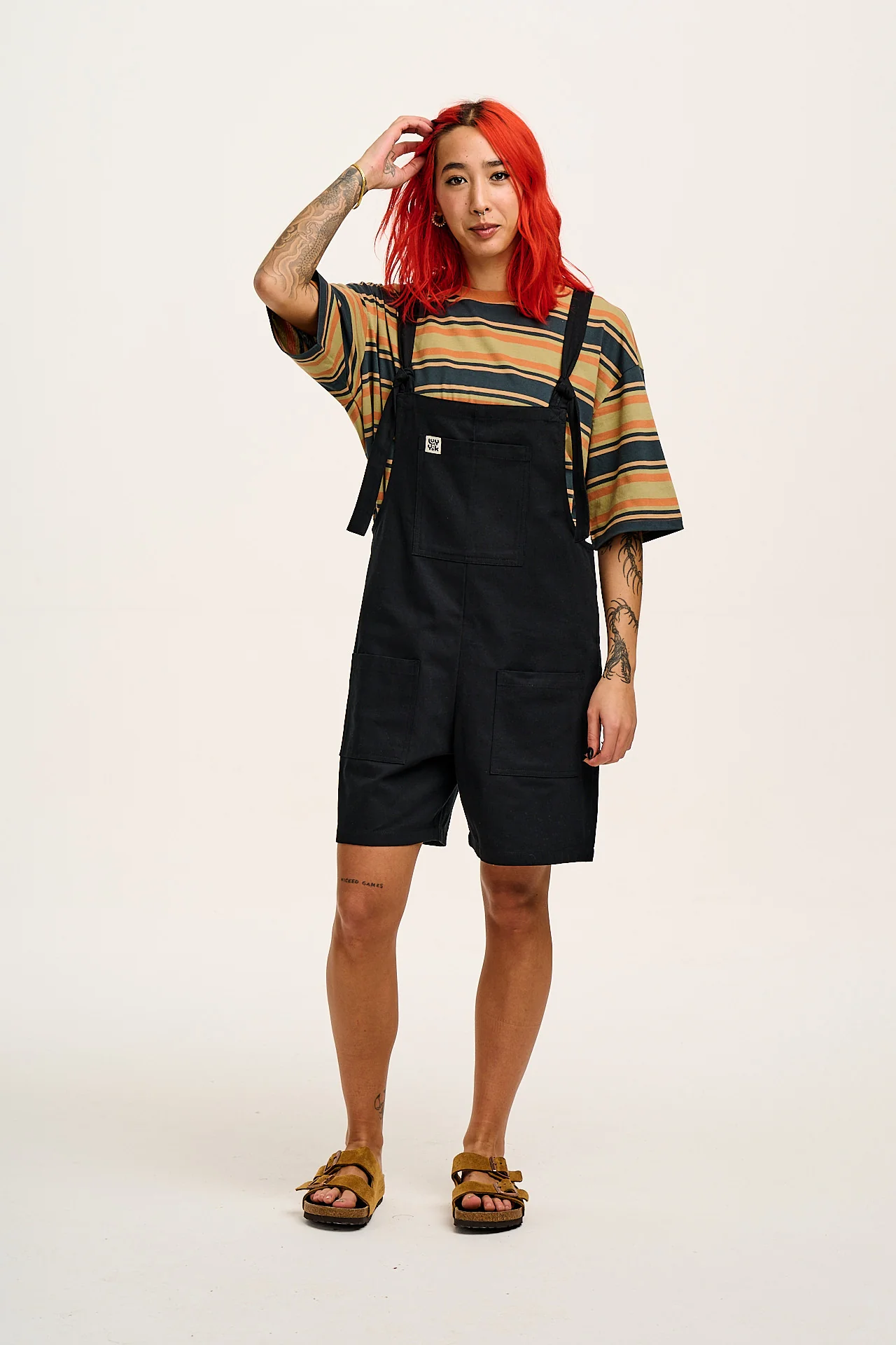 Original - Cotton Dungaree Shorts in Black - Image 4