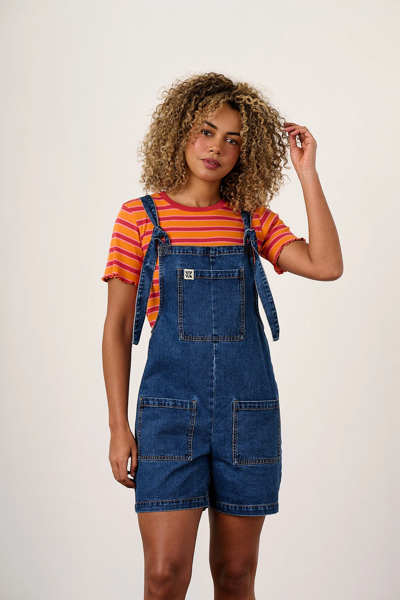Original Shorts - Denim Dungarees Shorts in Mid Wash Blue - Image 4