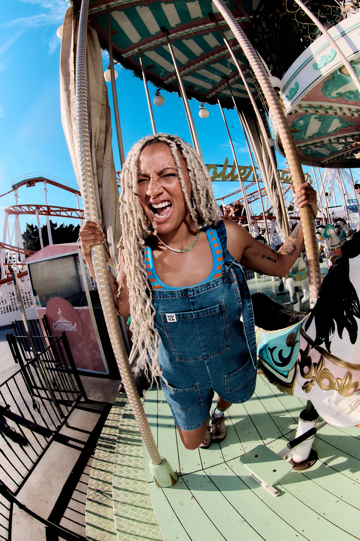 Original Shorts - Denim Dungarees Shorts in Mid Wash Blue - Image 5