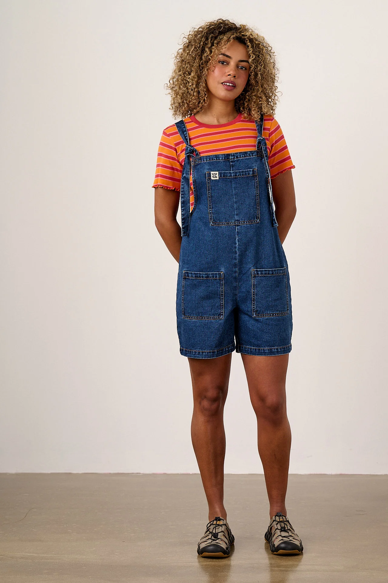 Original Shorts - Denim Dungarees Shorts in Mid Wash Blue - Image 6