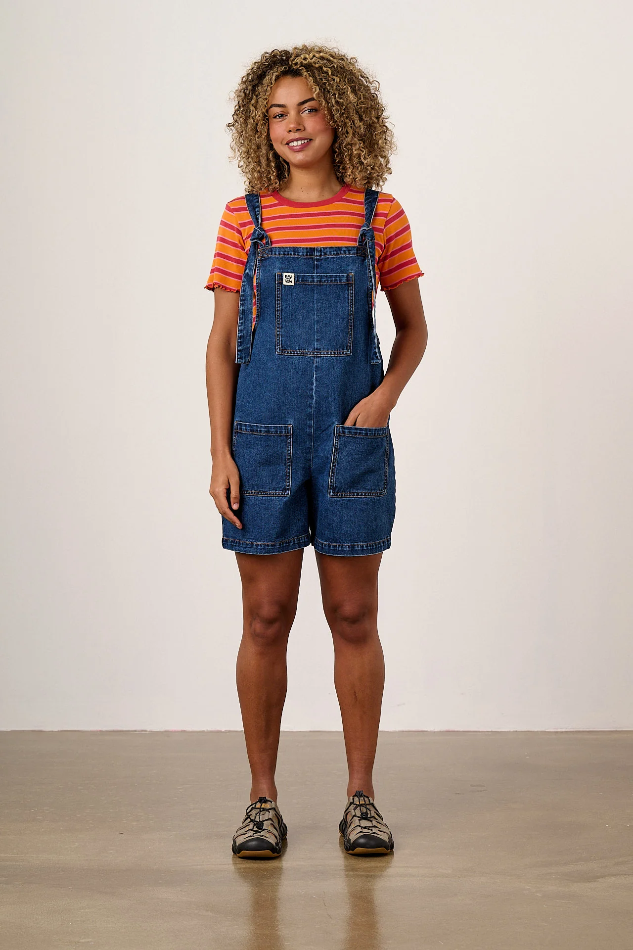 Original Shorts - Denim Dungarees Shorts in Mid Wash Blue - Image 8