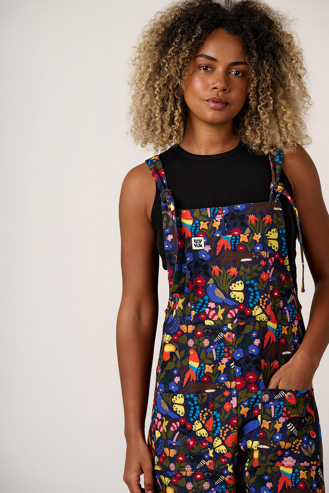 Original - Cotton Dungarees in Animals & Flowers Print - Image 4