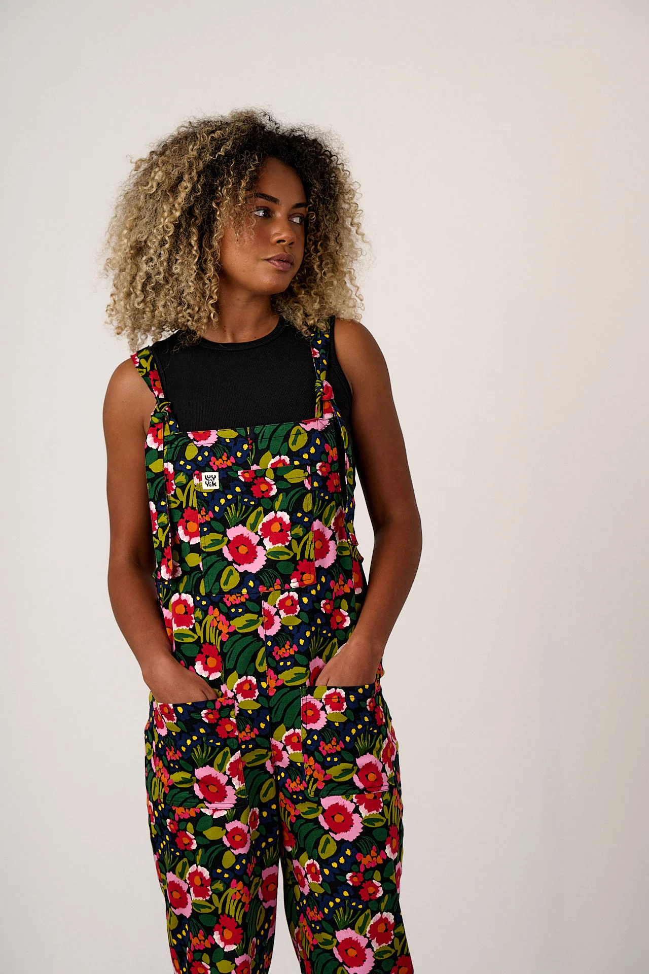 Original - Cotton Dungarees in Black Marie Print - Image 4