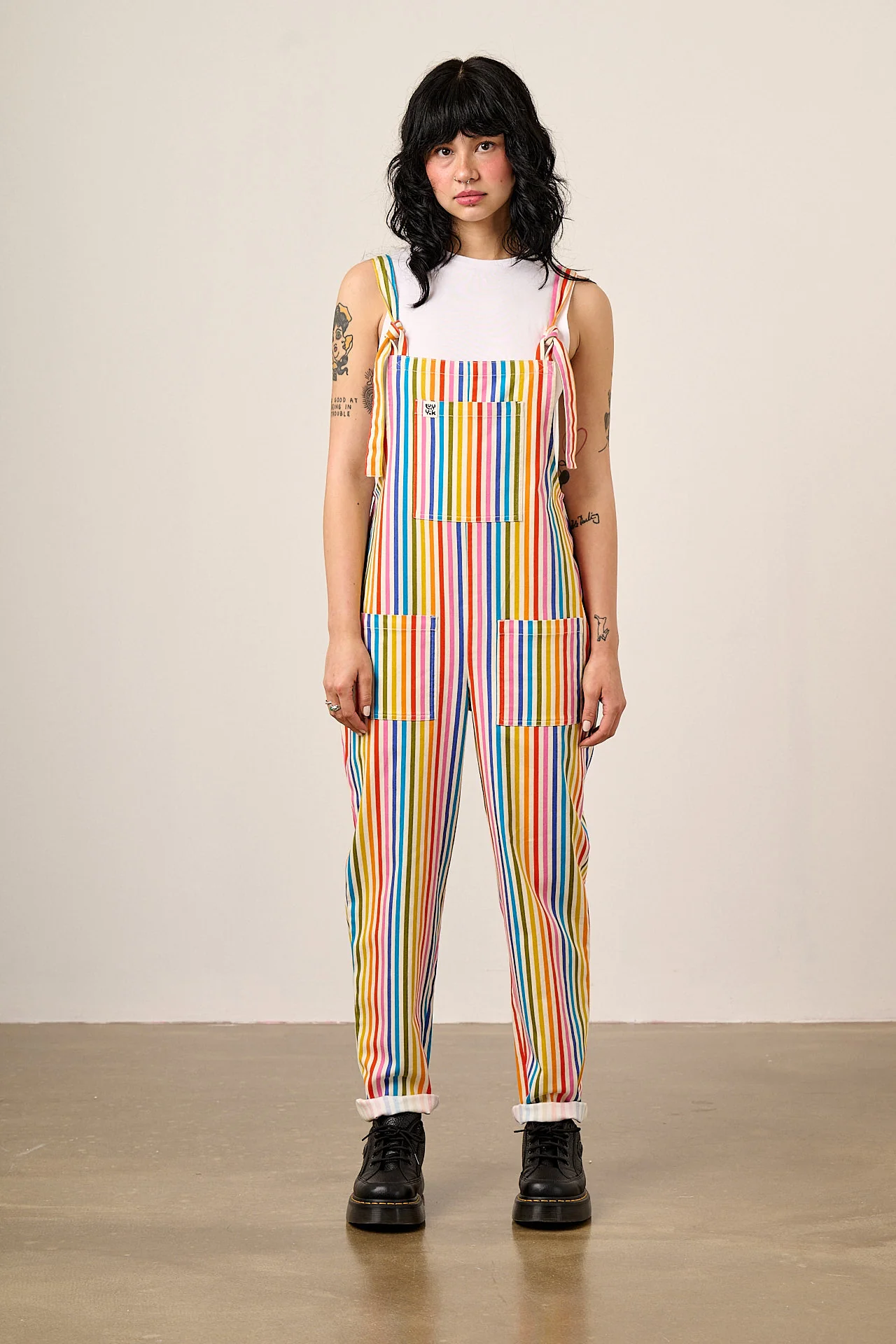 Original - Cotton Dungarees in Vintage Rainbow - Image 2