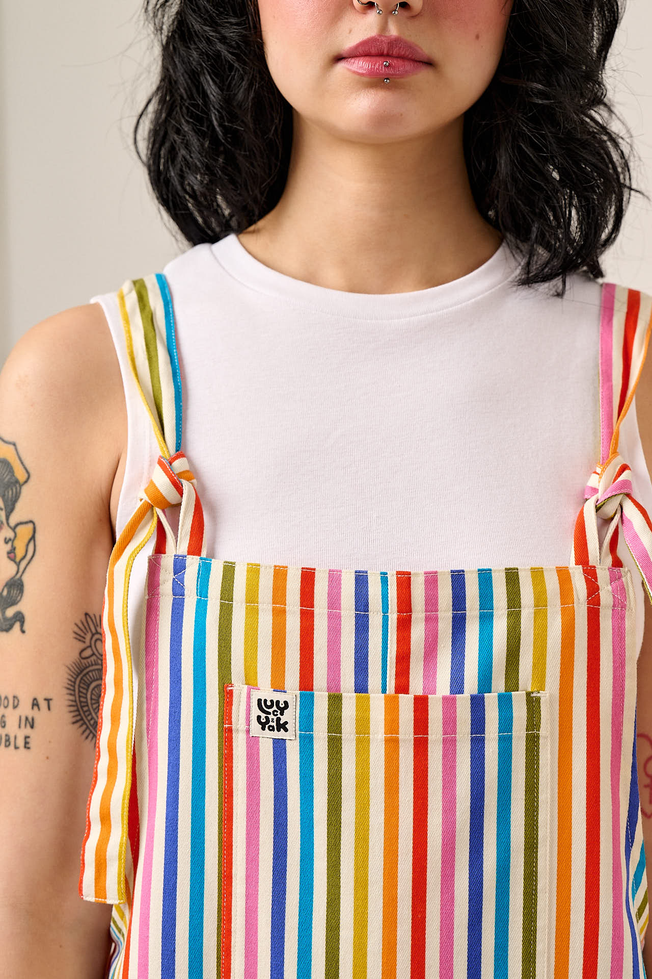 Original - Cotton Dungarees in Vintage Rainbow - Image 3