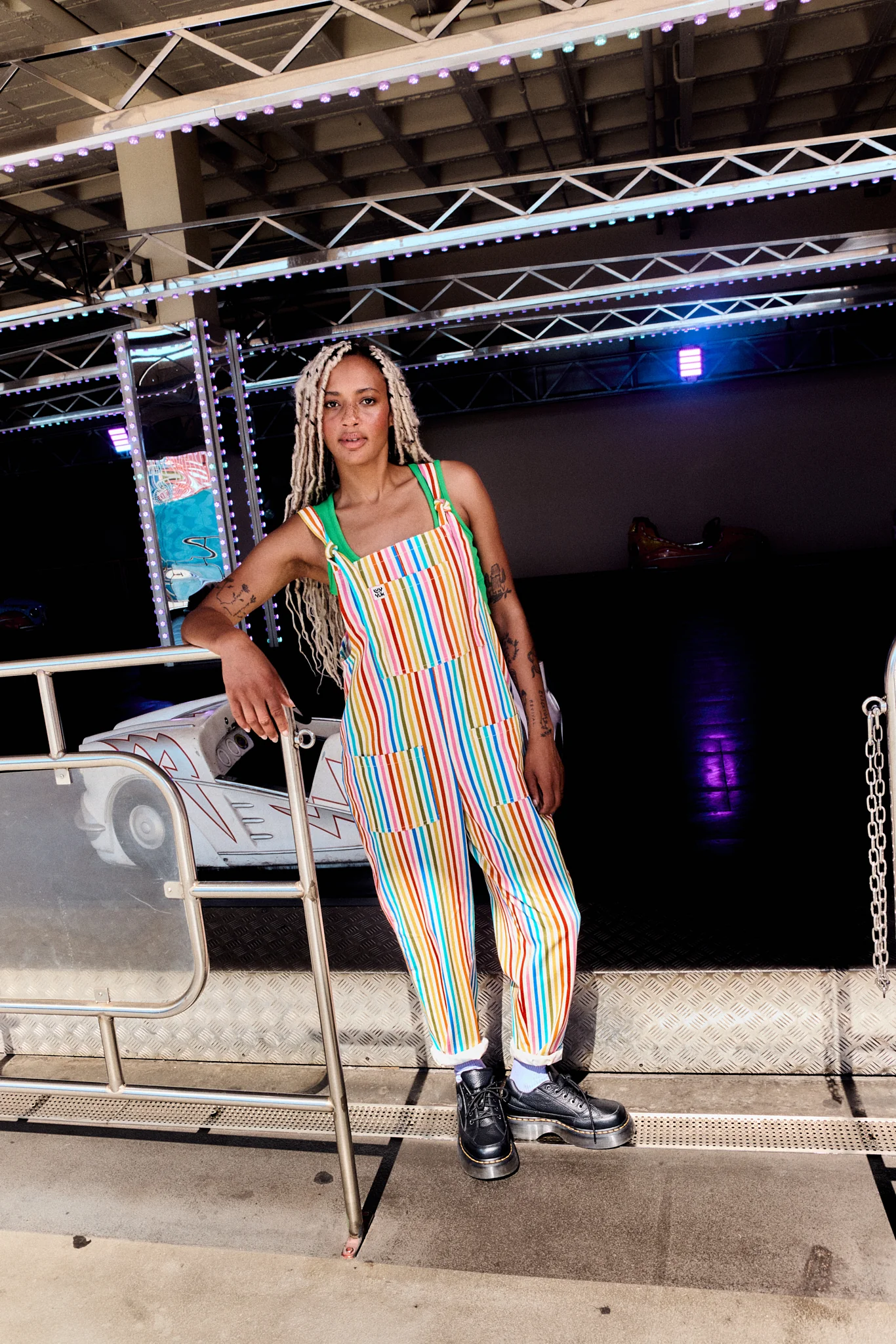 Original - Cotton Dungarees in Vintage Rainbow - Image 5