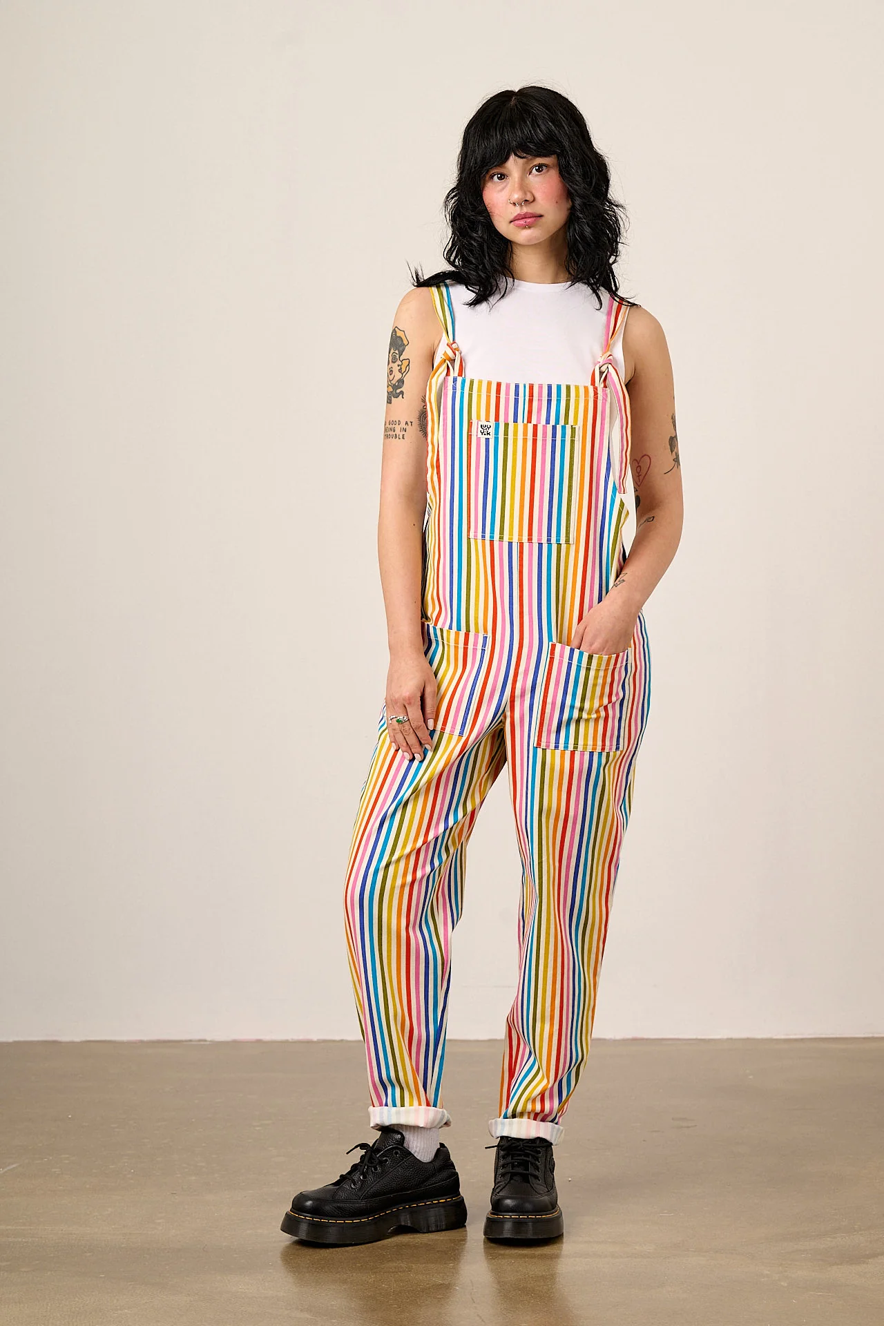 Original - Cotton Dungarees in Vintage Rainbow - Image 7