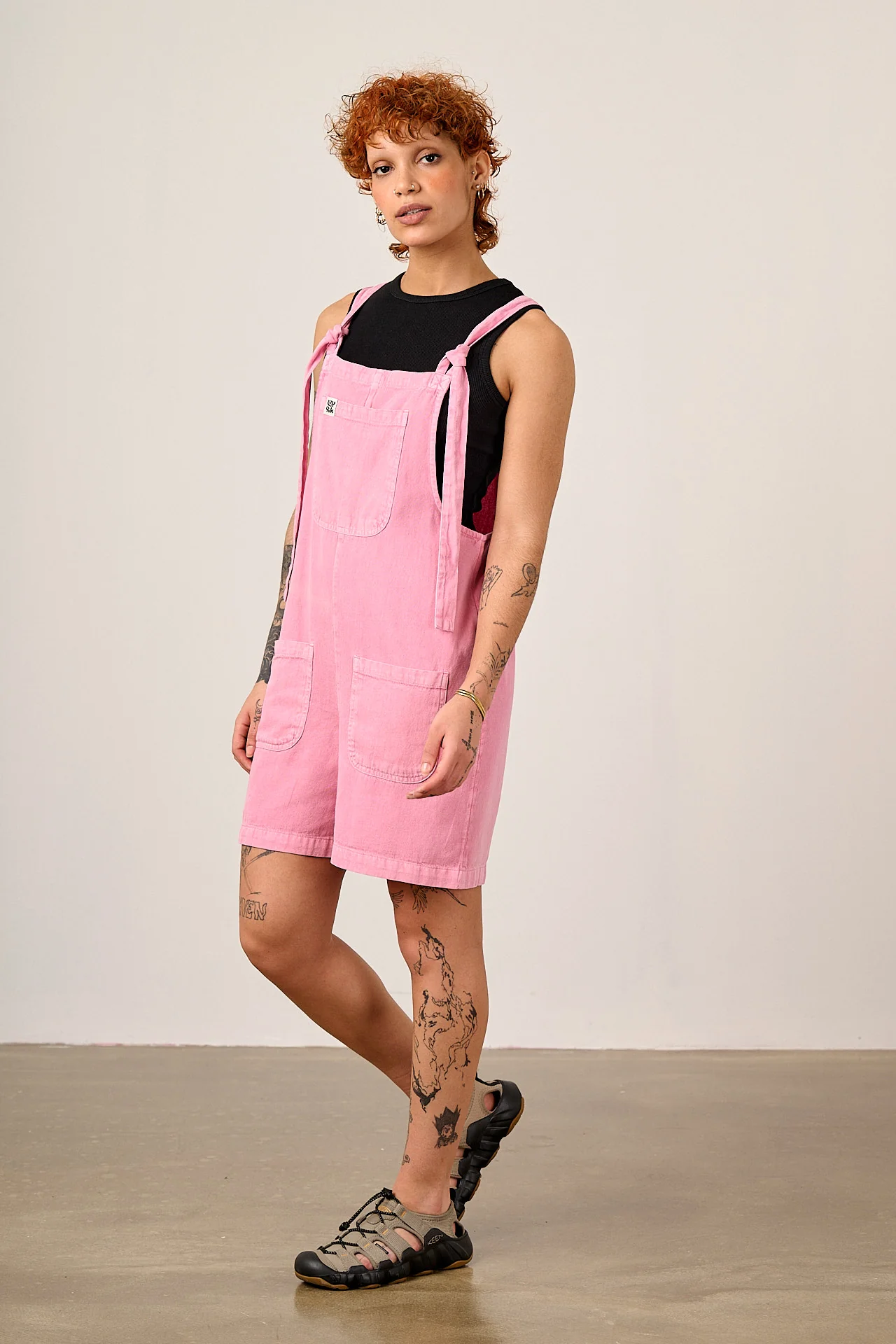 Original Short - Cotton Dungaree in Light Pink - Image 3