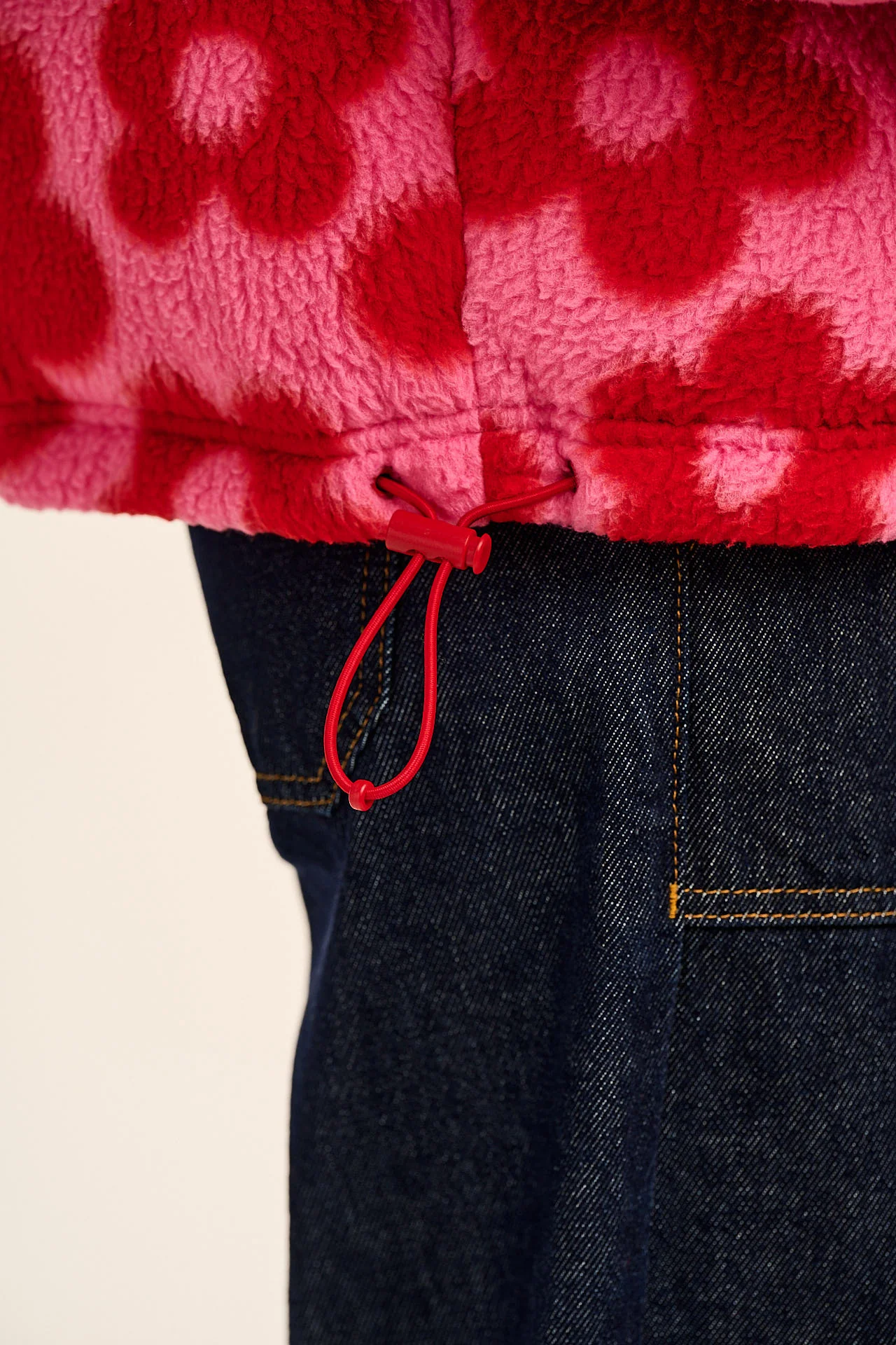 Paloma - Borg Puffer Jacket in Pink & Red Bubble Floral - Image 4
