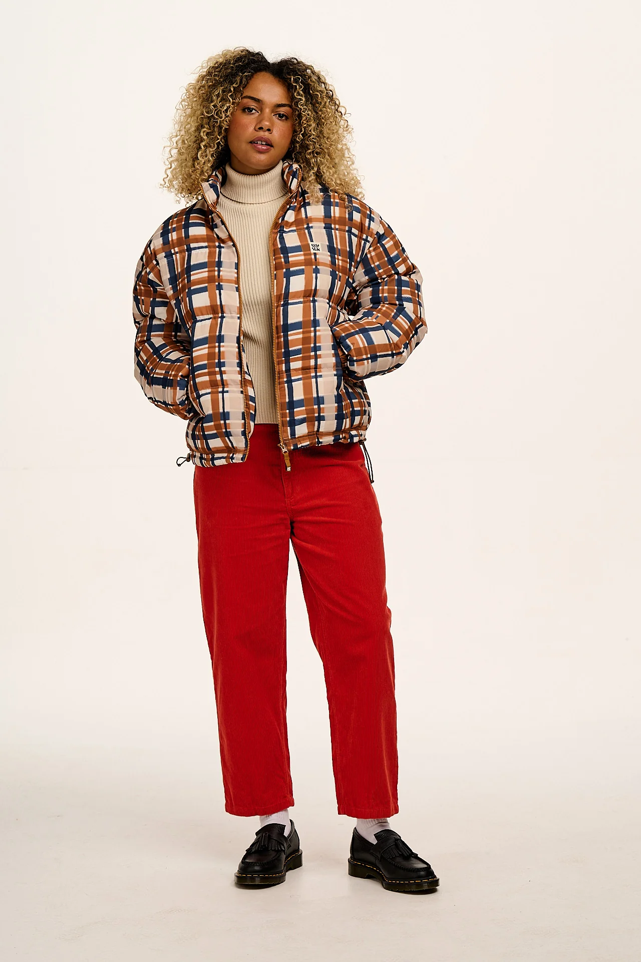 Paloma - Puffer Jacket in Brown Check - Image 10