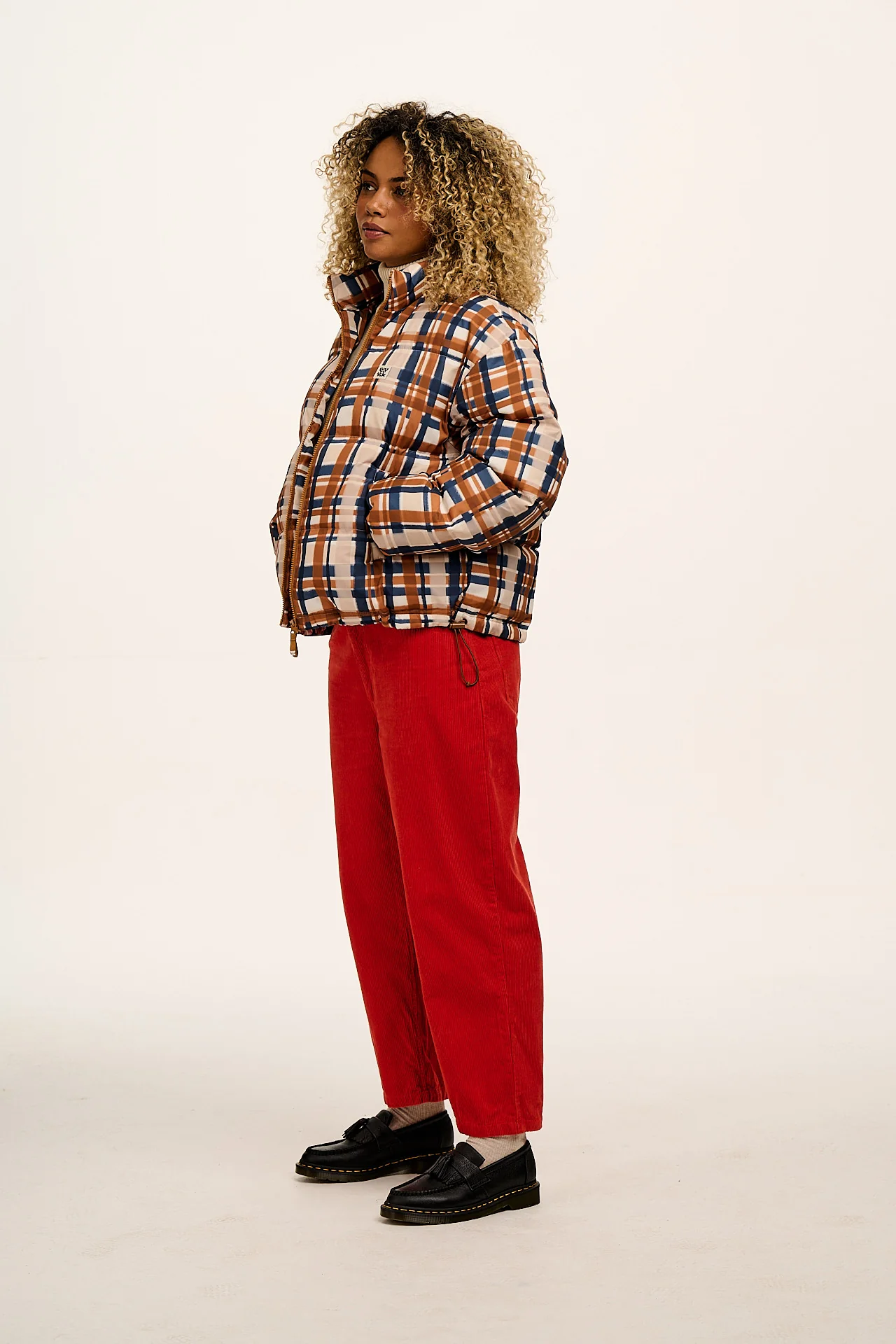 Paloma - Puffer Jacket in Brown Check - Image 11