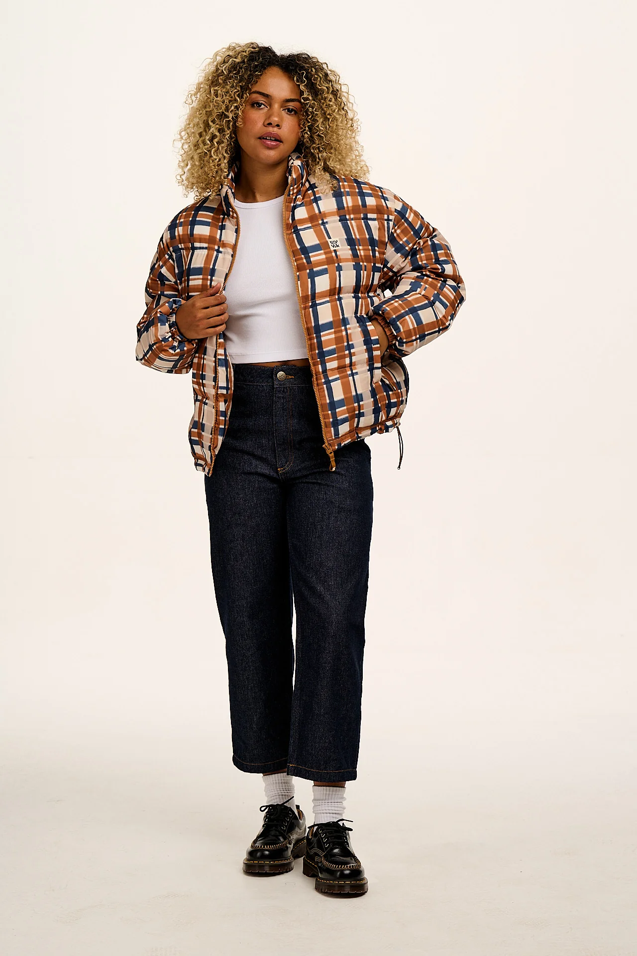 Paloma - Puffer Jacket in Brown Check - Image 6