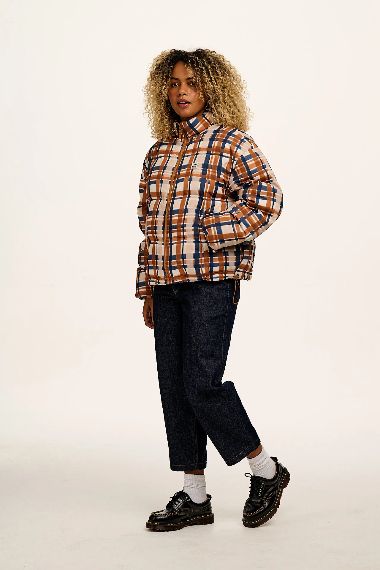 Paloma - Puffer Jacket in Brown Check - Image 8
