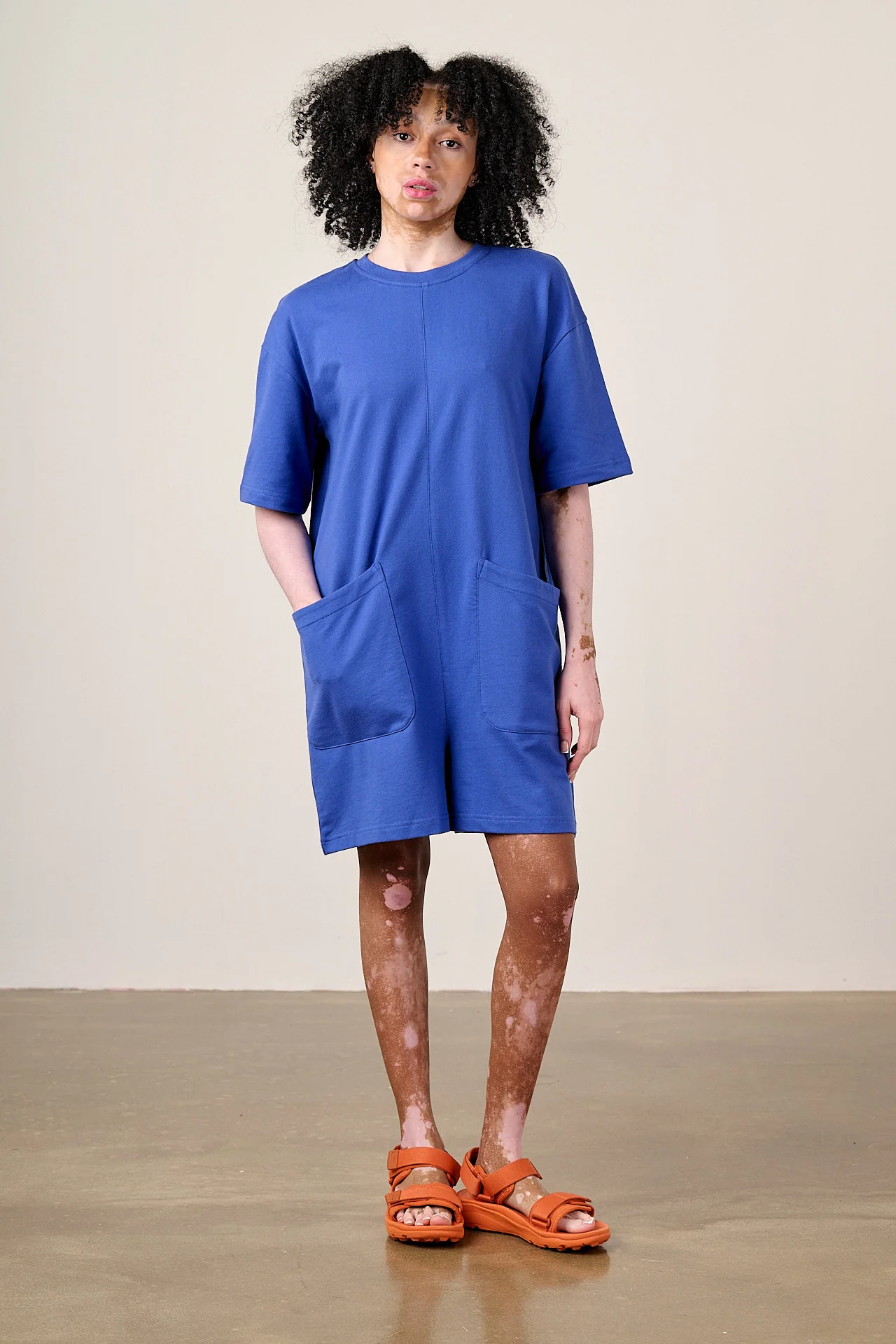 Pedro - Cotton Jersey Playsuit in Dazzling Blue - Image 2