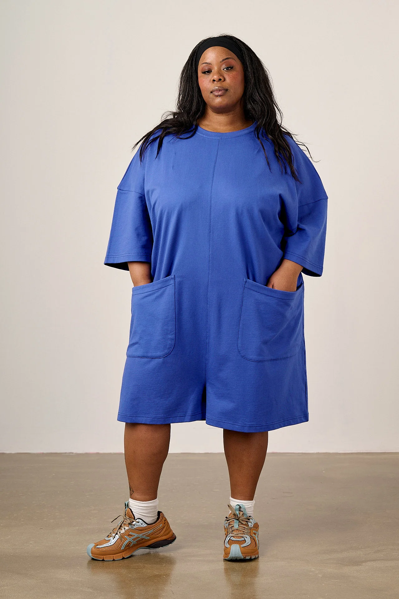 Pedro - Cotton Jersey Playsuit in Dazzling Blue - Image 3