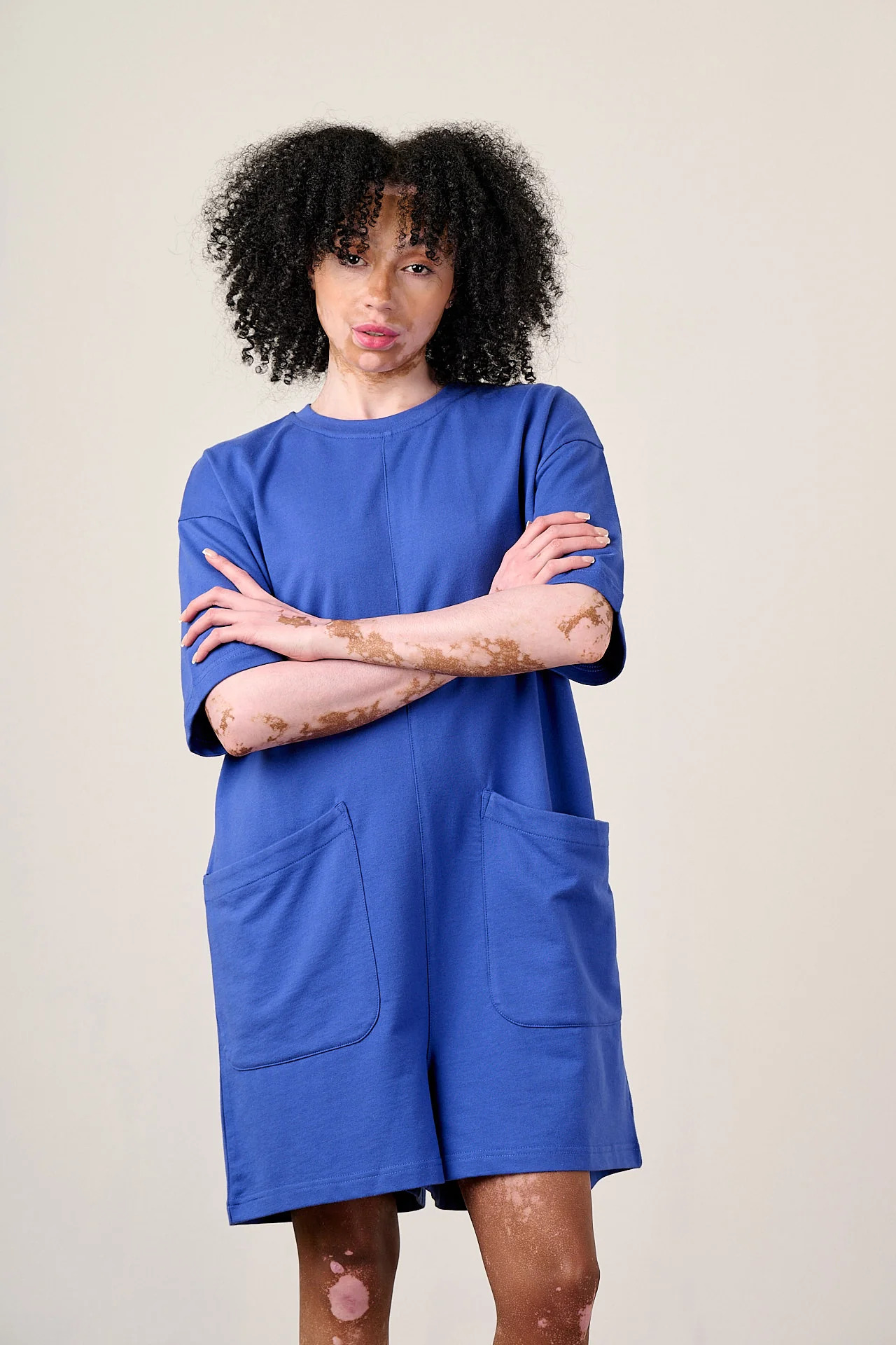 Pedro - Cotton Jersey Playsuit in Dazzling Blue - Image 5