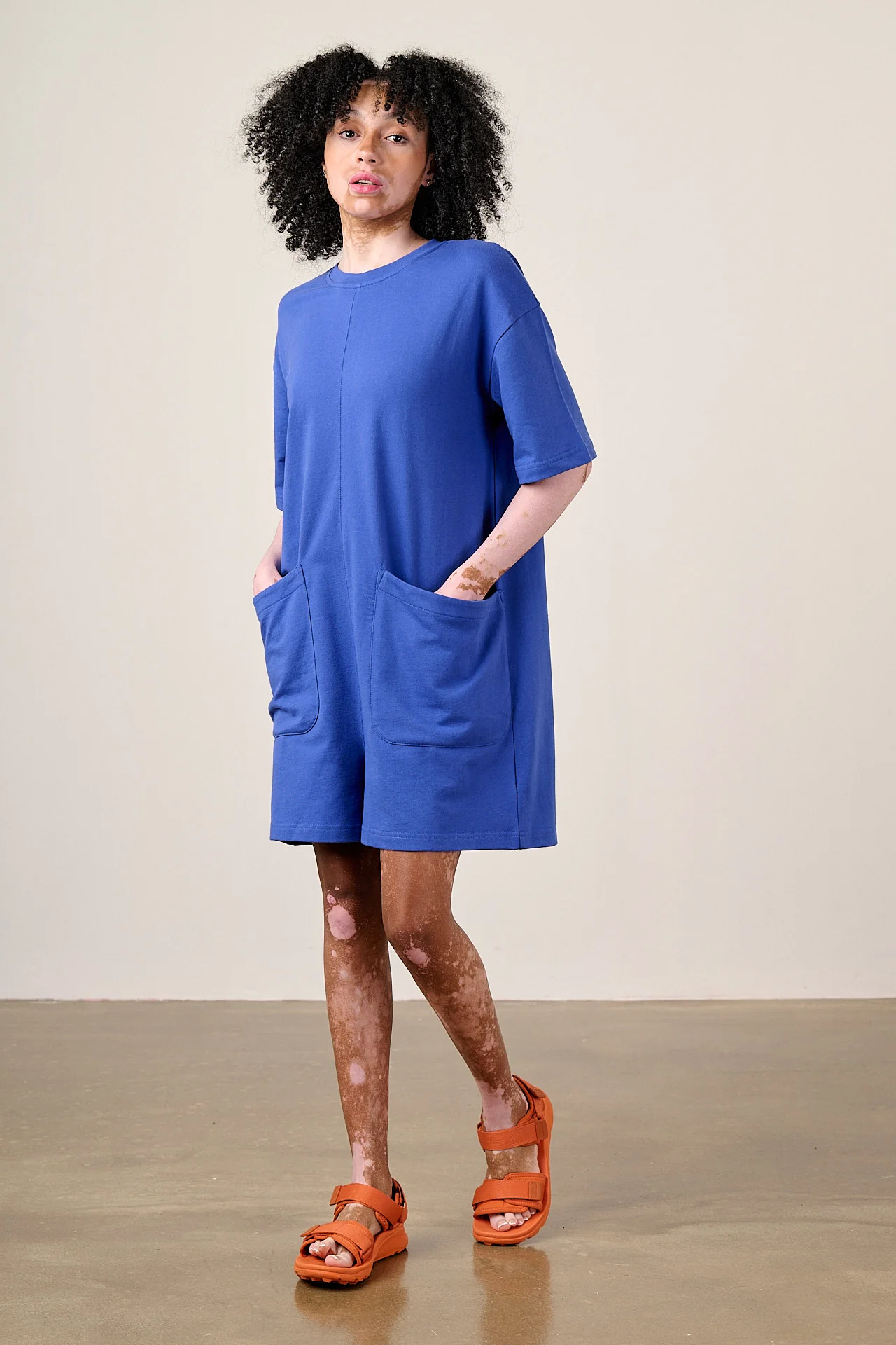 Pedro - Cotton Jersey Playsuit in Dazzling Blue - Image 6