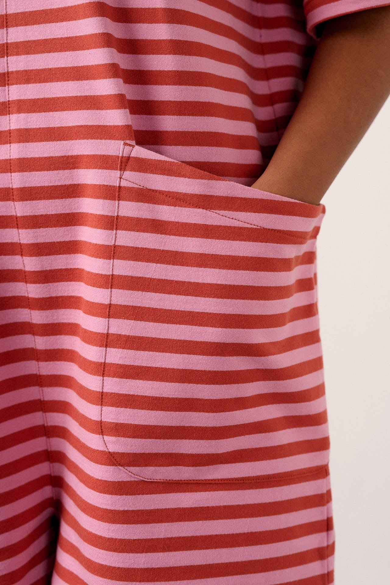 Pedro - Cotton Jersey Playsuit in Pink Stripe - Image 5