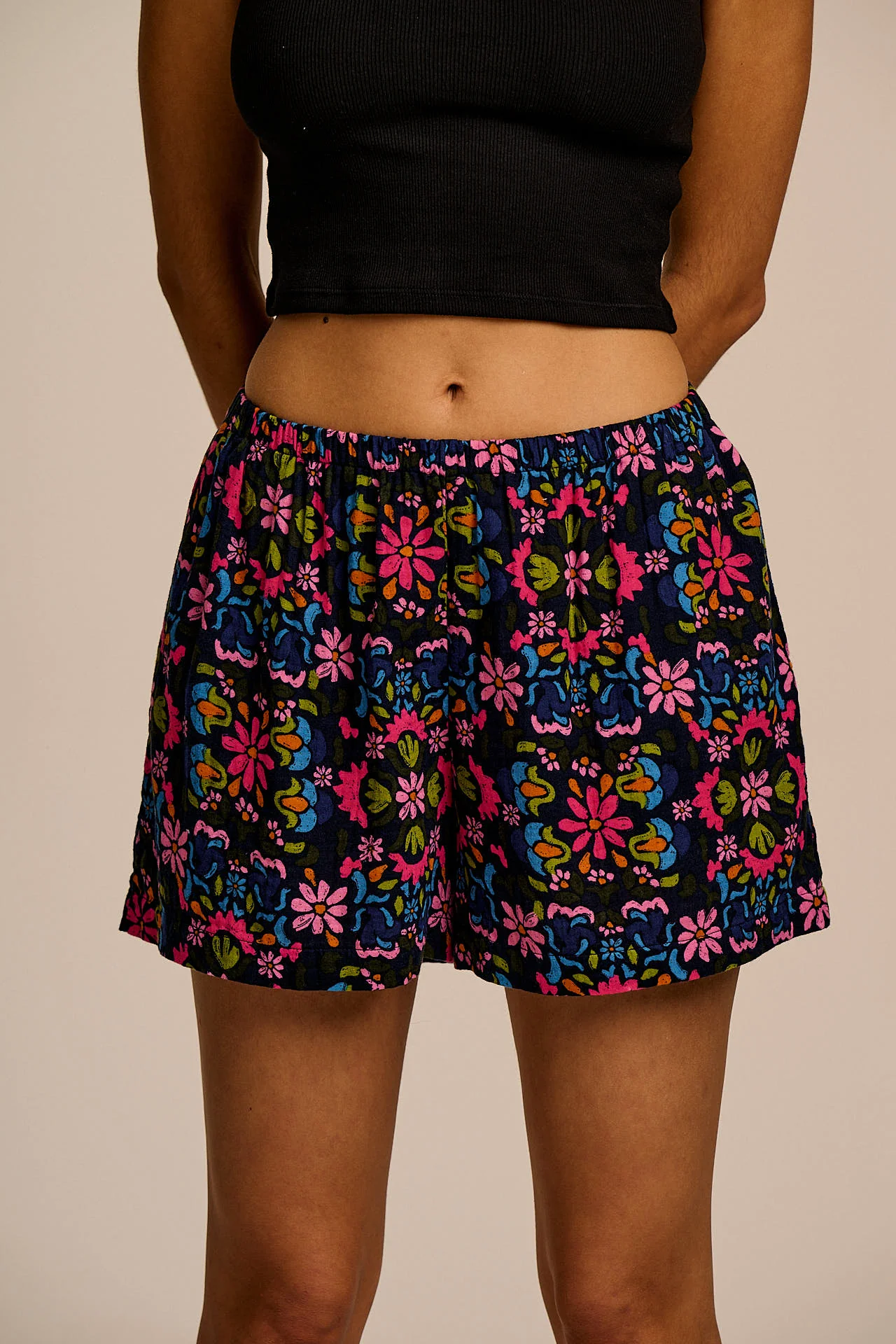 Popan - Cotton Shorts in Artisan Blue Floral - Image 2