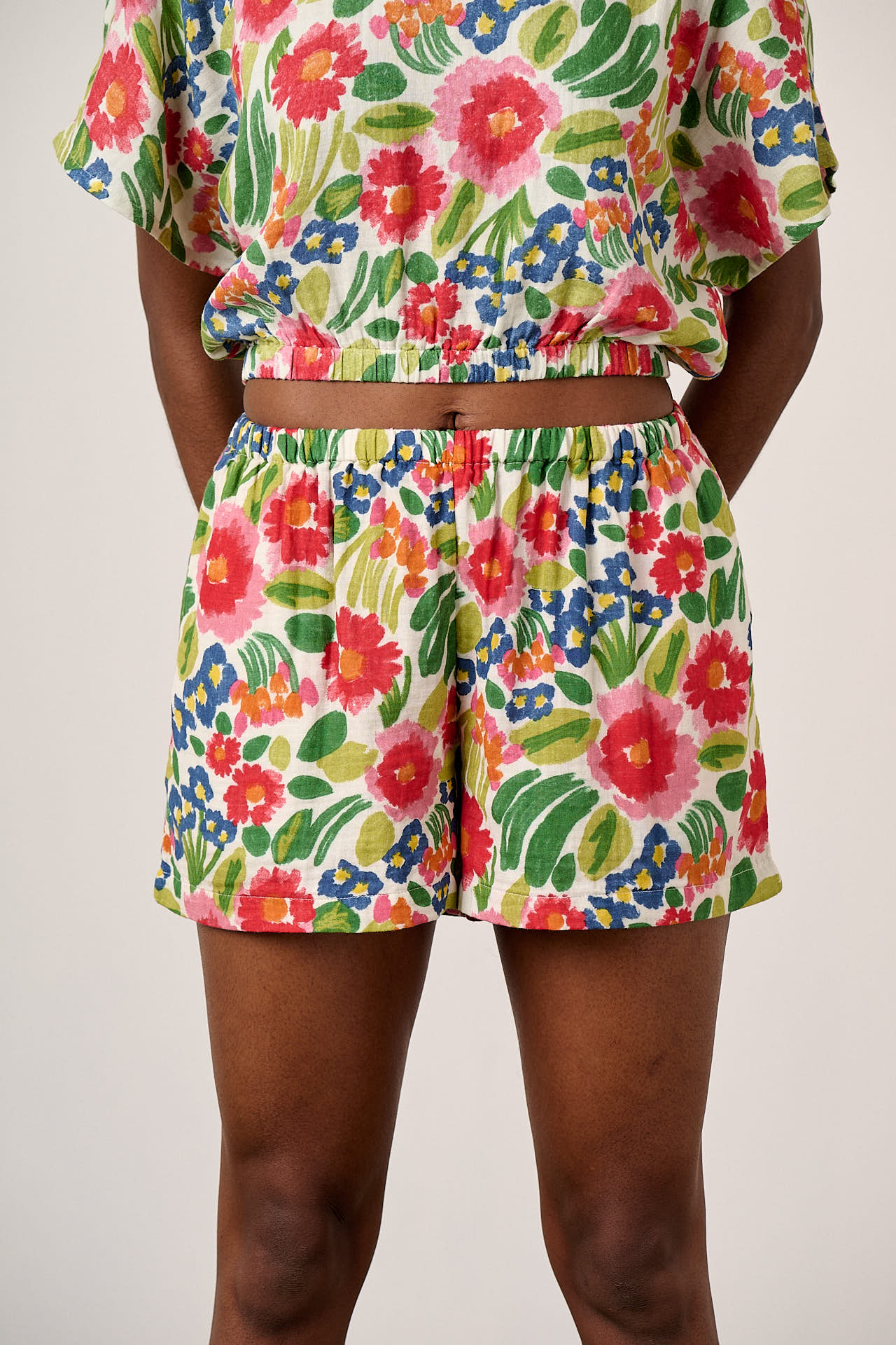Popan - Cotton Shorts in Ivory Marie Print - Image 2