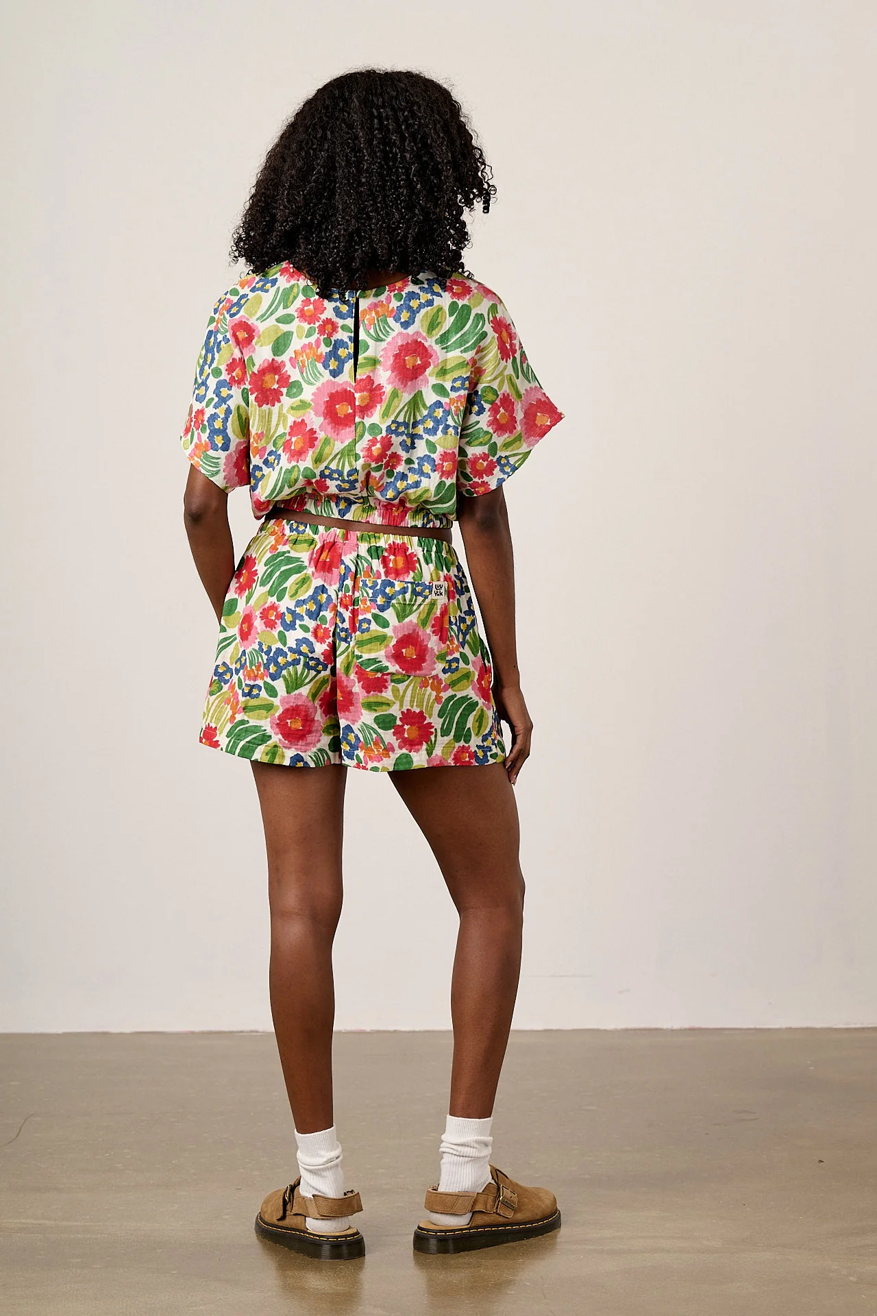 Popan - Cotton Shorts in Ivory Marie Print - Image 4