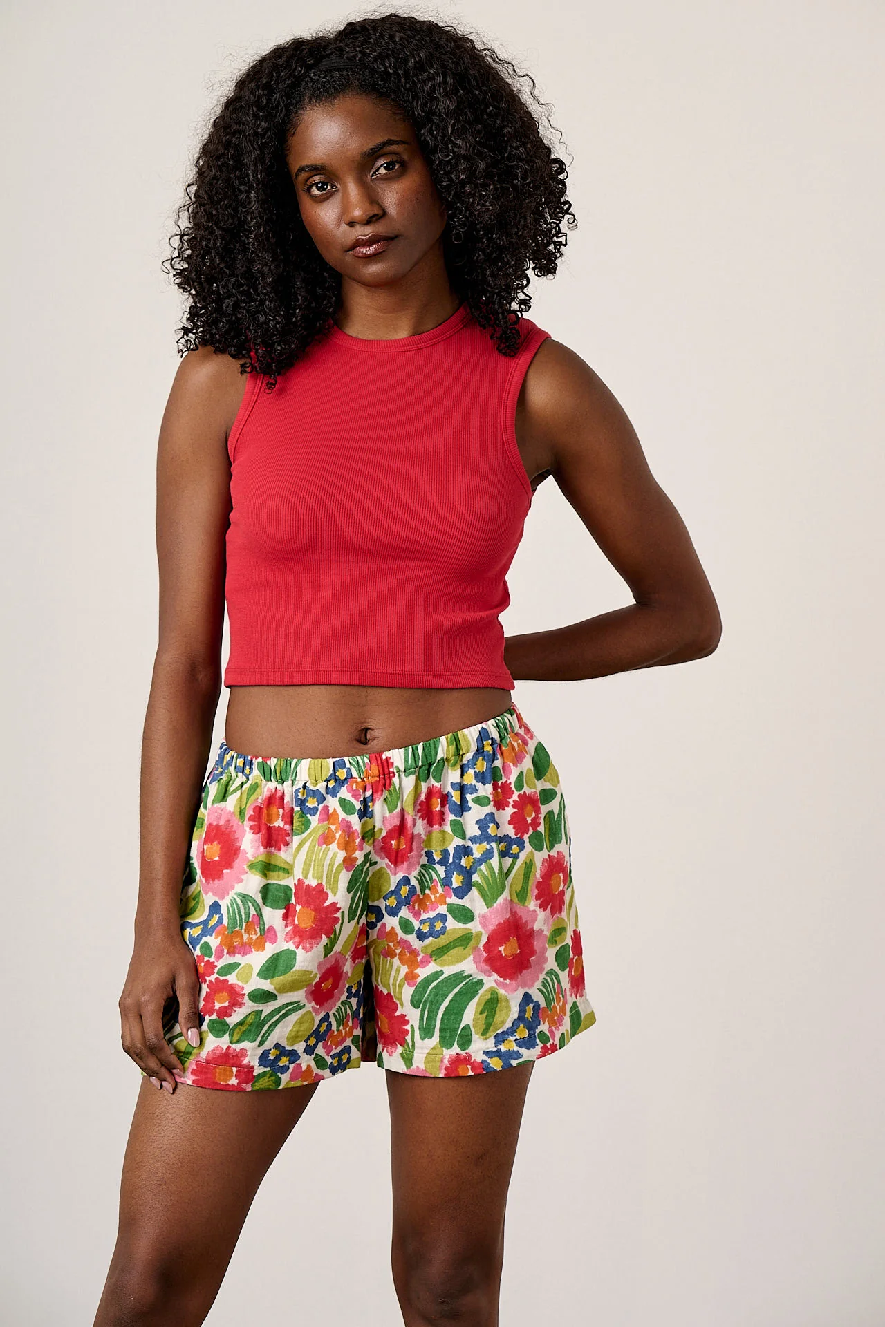 Popan - Cotton Shorts in Ivory Marie Print - Image 7