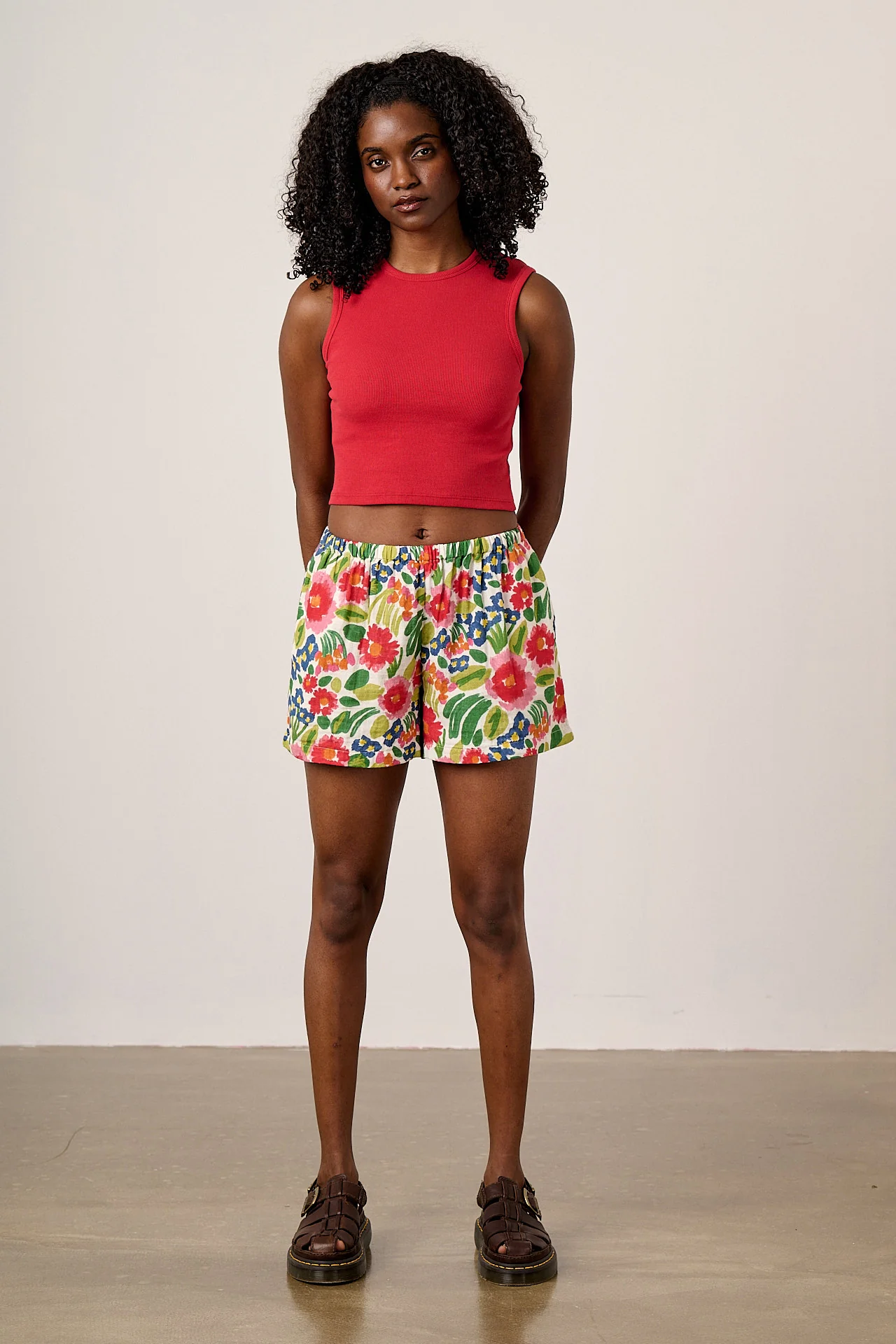 Popan - Cotton Shorts in Ivory Marie Print - Image 8