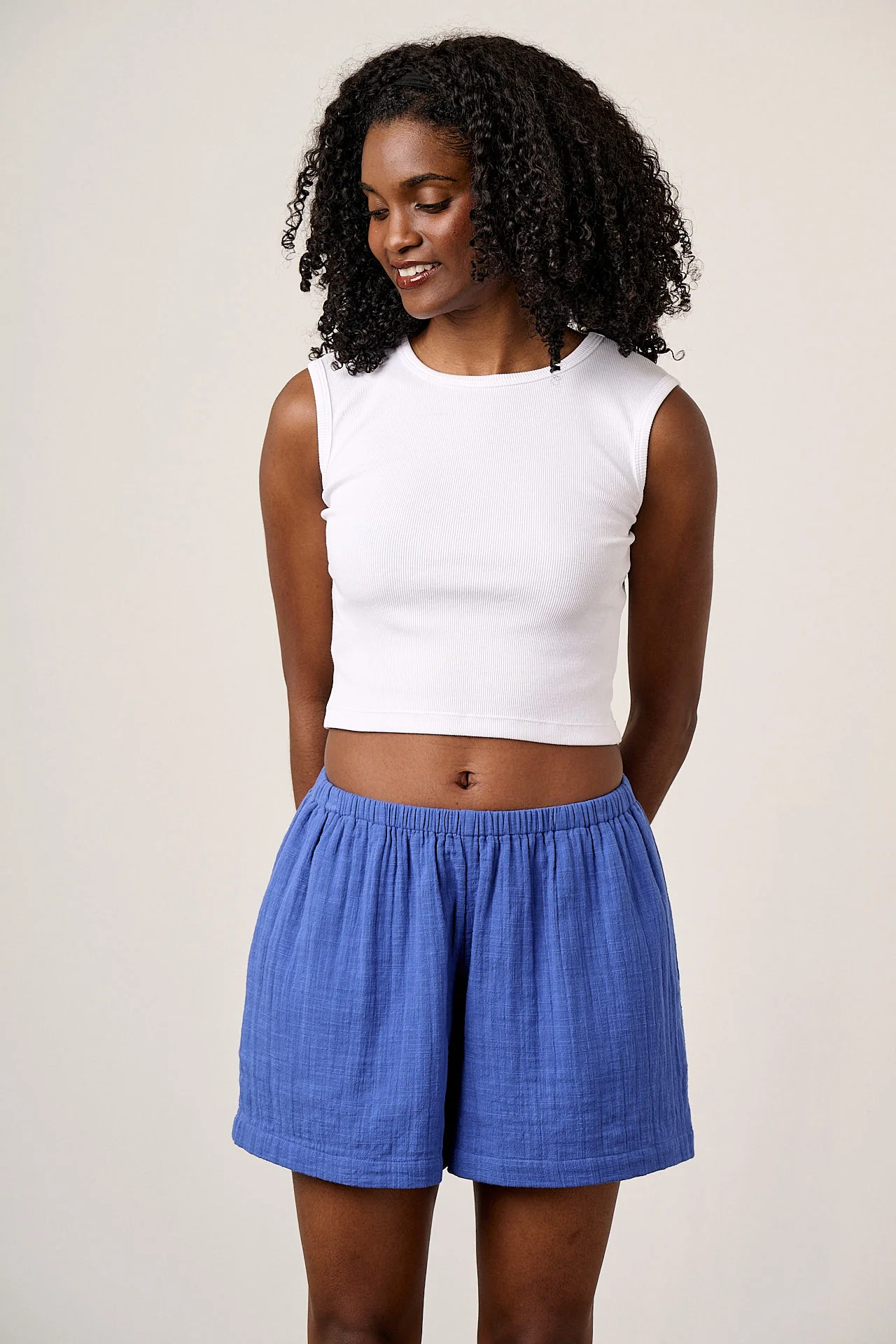 Popan - Cotton Shorts in Dazzling Blue - Image 4