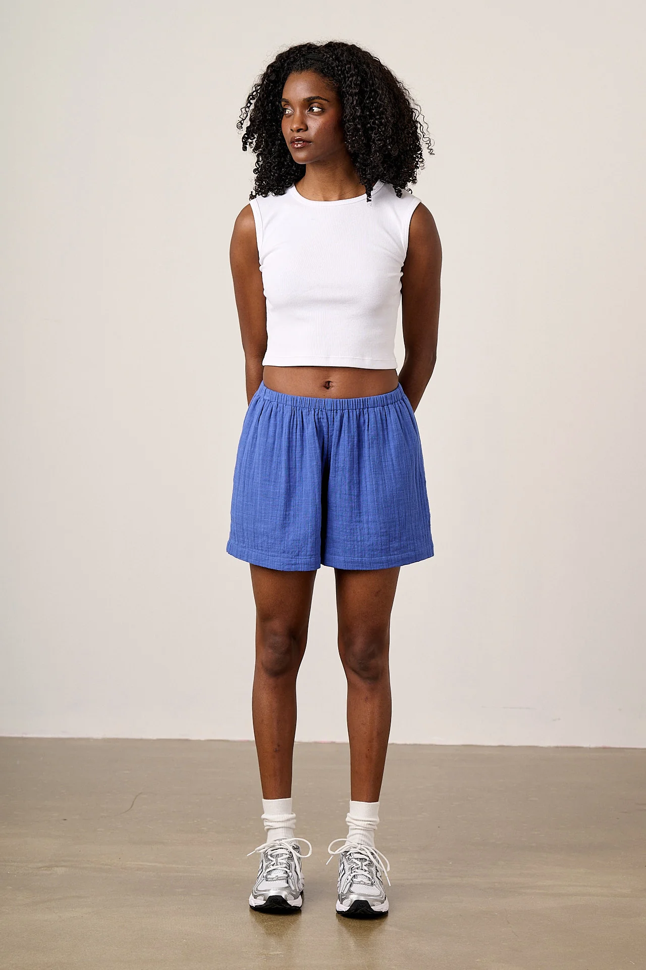Popan - Cotton Shorts in Dazzling Blue - Image 6
