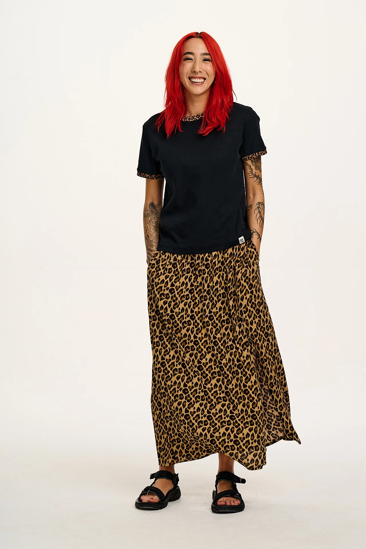 Poppy - Elasticated Waist Skirt in Leopard Print - Image 11