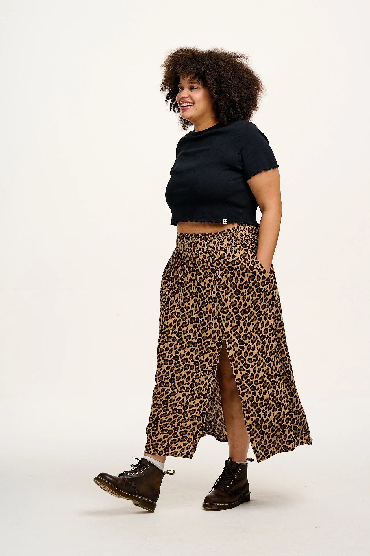Poppy - Elasticated Waist Skirt in Leopard Print - Image 9