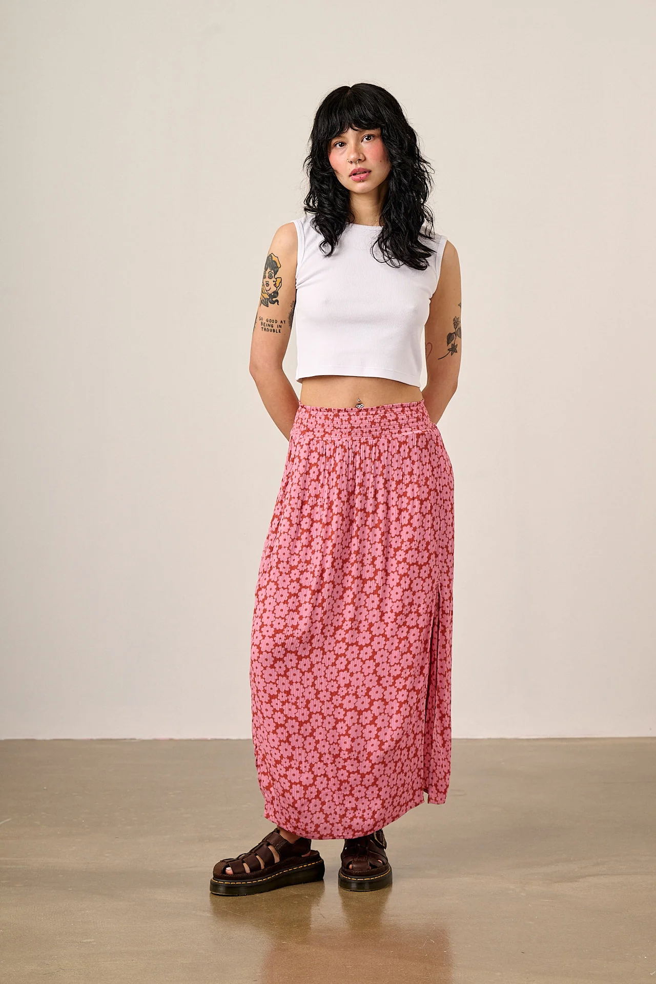 Poppy - Elasticated Waist Skirt in Coastal Flower - Image 6