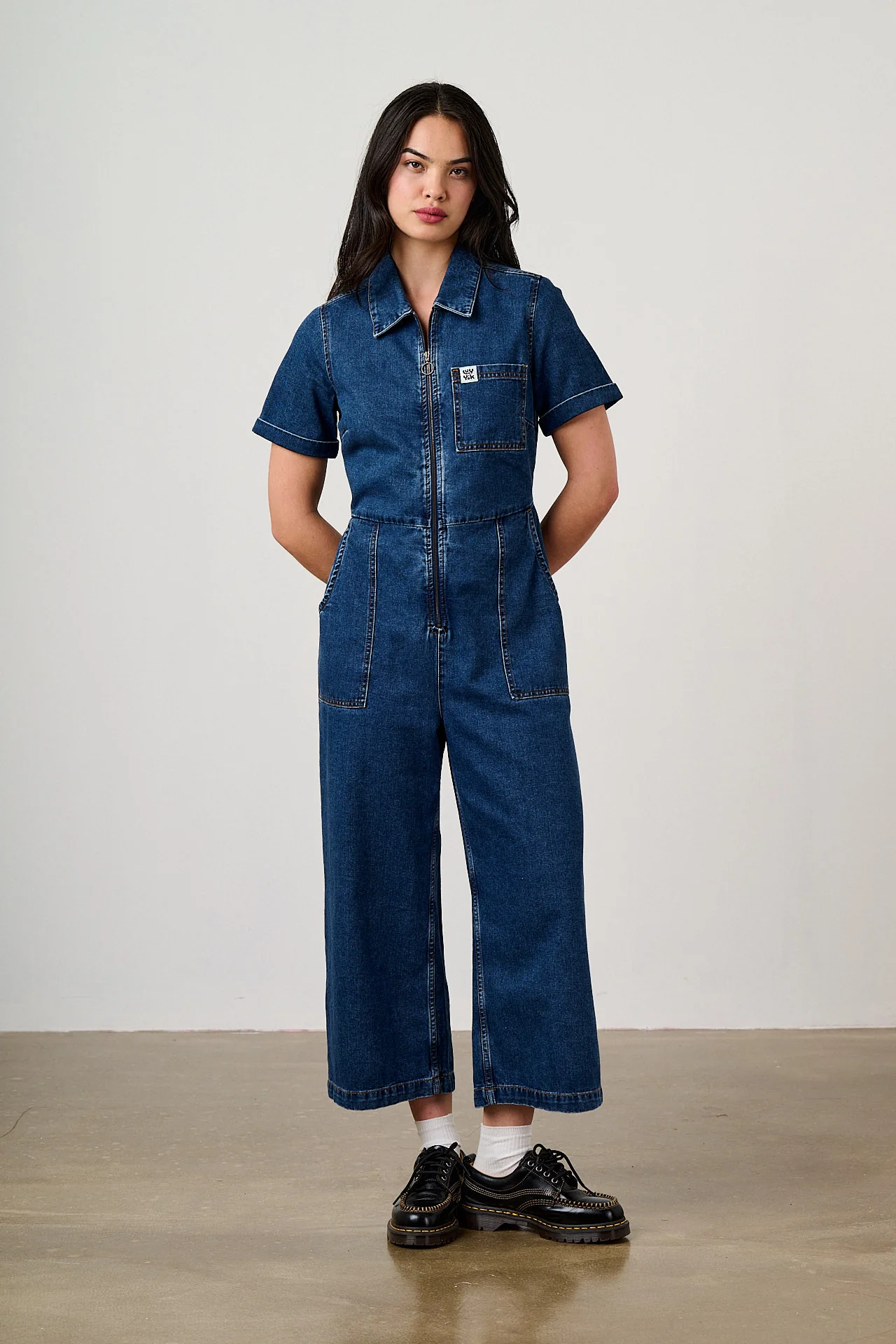 Ragan - Denim Jumpsuit in Mid Wash Blue - Image 3