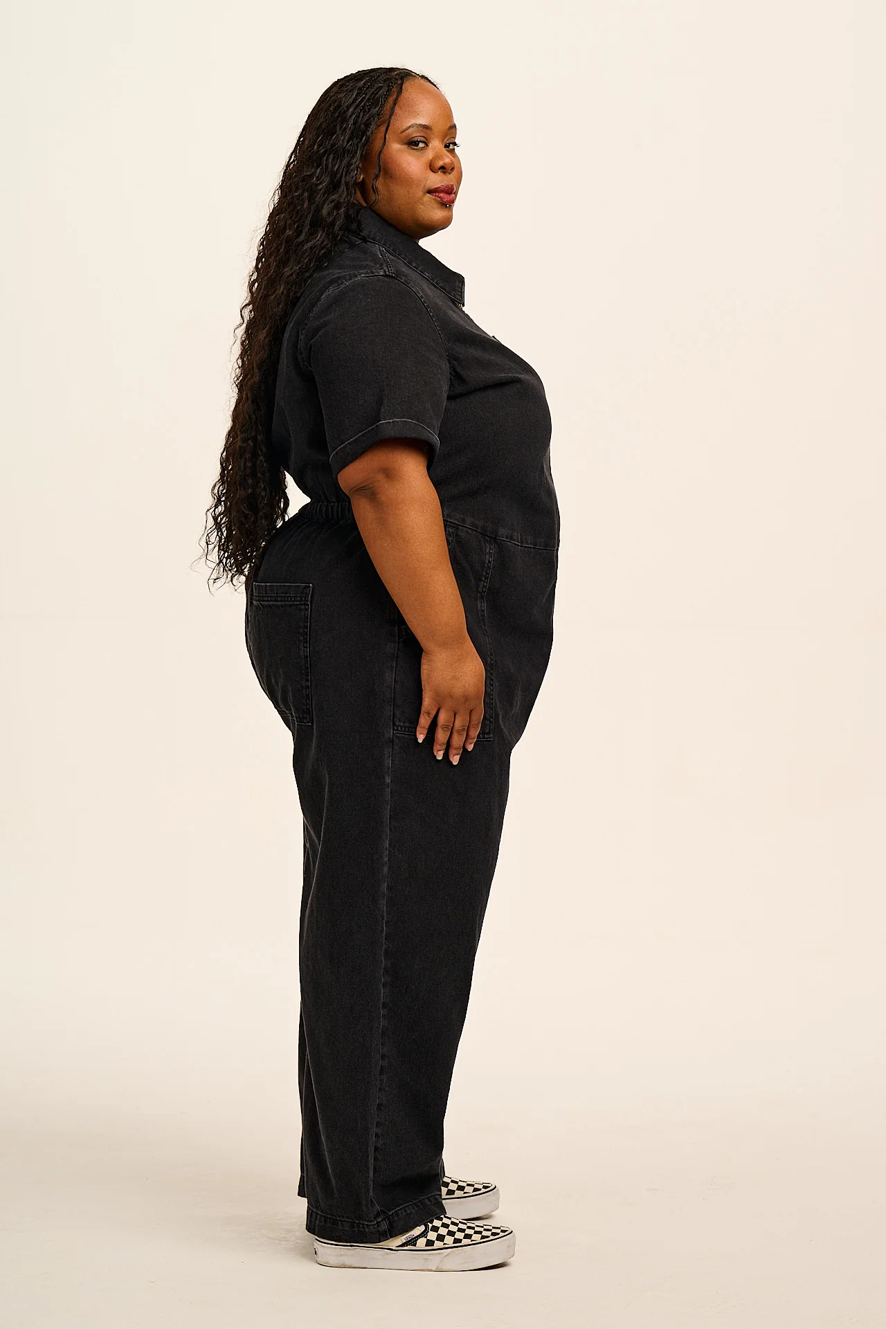 Ragan - Denim Jumpsuit in Black Wash - Image 4