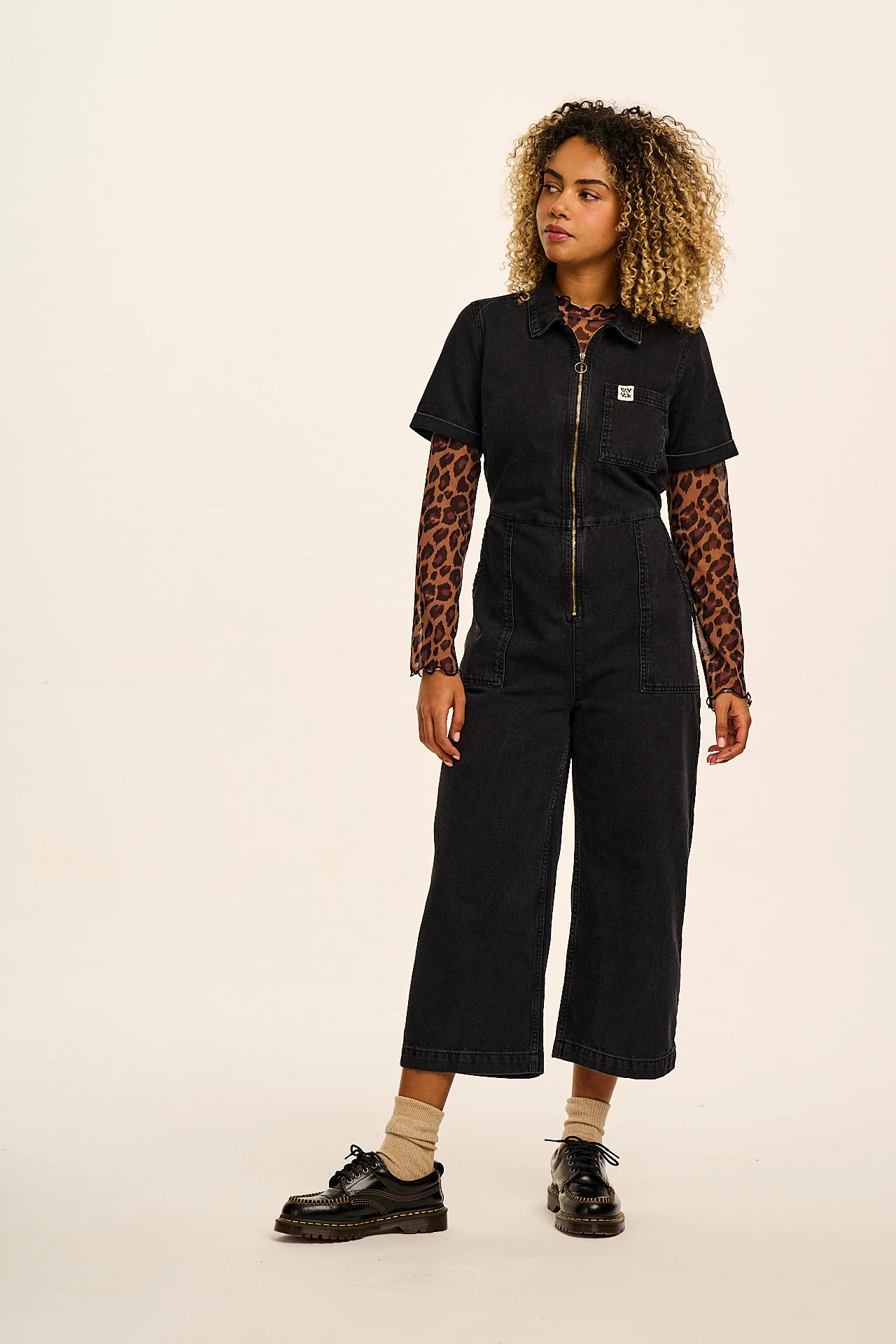 Ragan - Denim Jumpsuit in Black Wash - Image 5