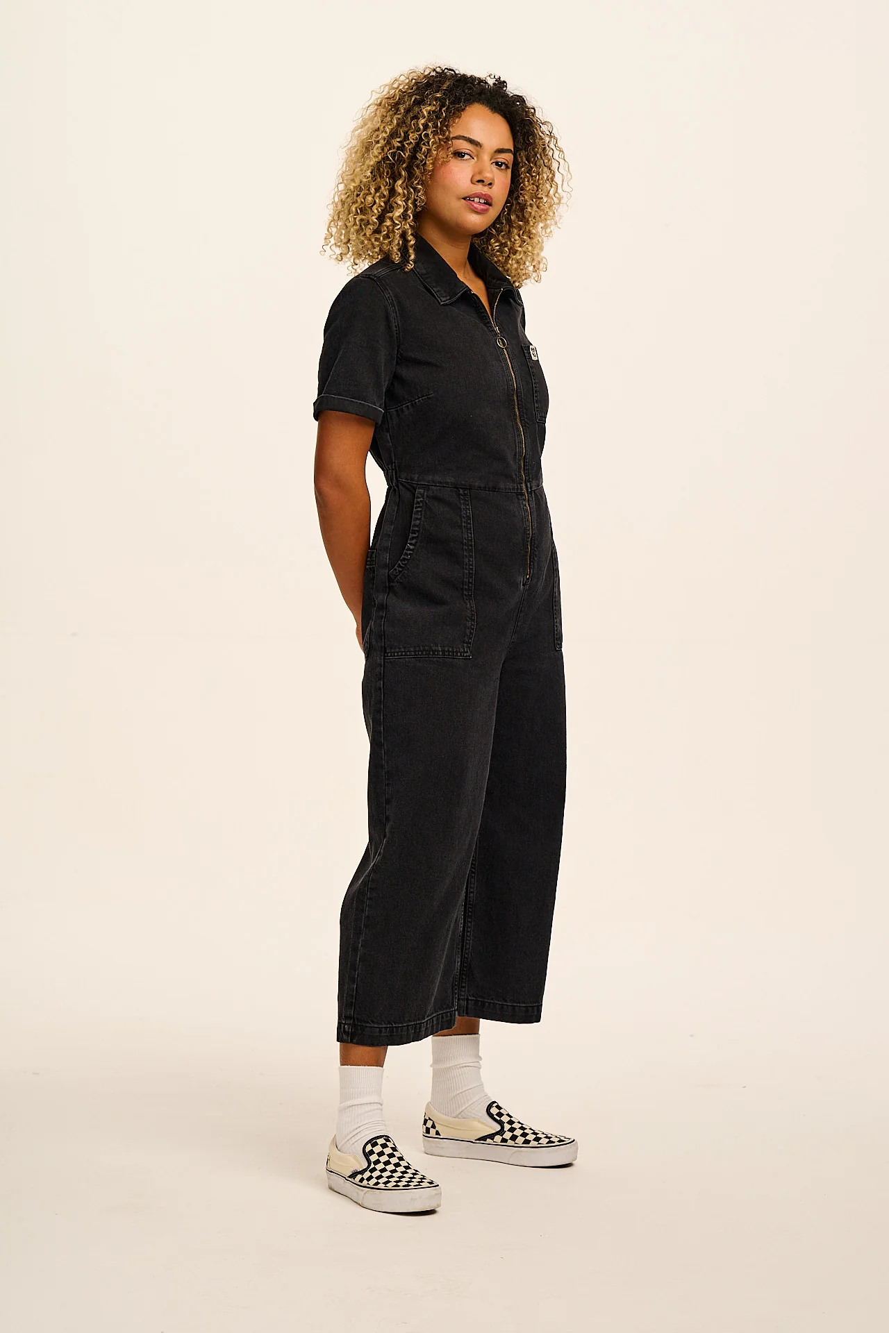 Ragan - Denim Jumpsuit in Black Wash - Image 7