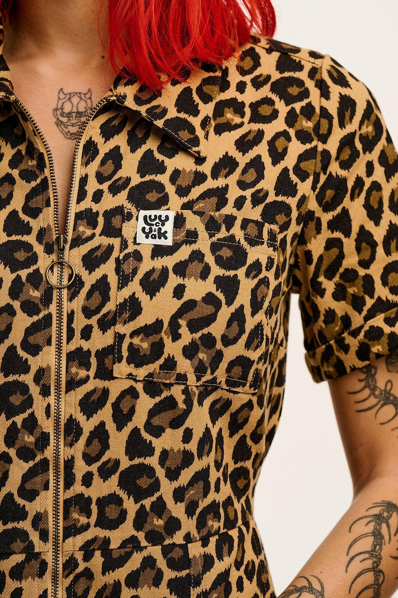 Ragan - Cotton Jumpsuit in Leopard Print - Image 3
