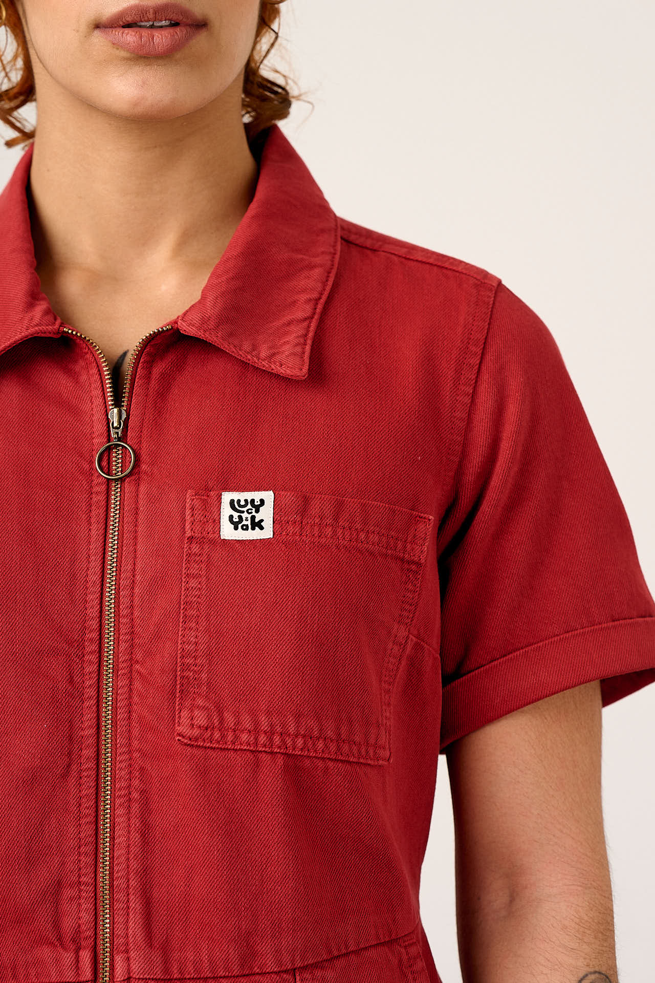 Ragan - Denim Jumpsuit in True Red Wash - Image 2