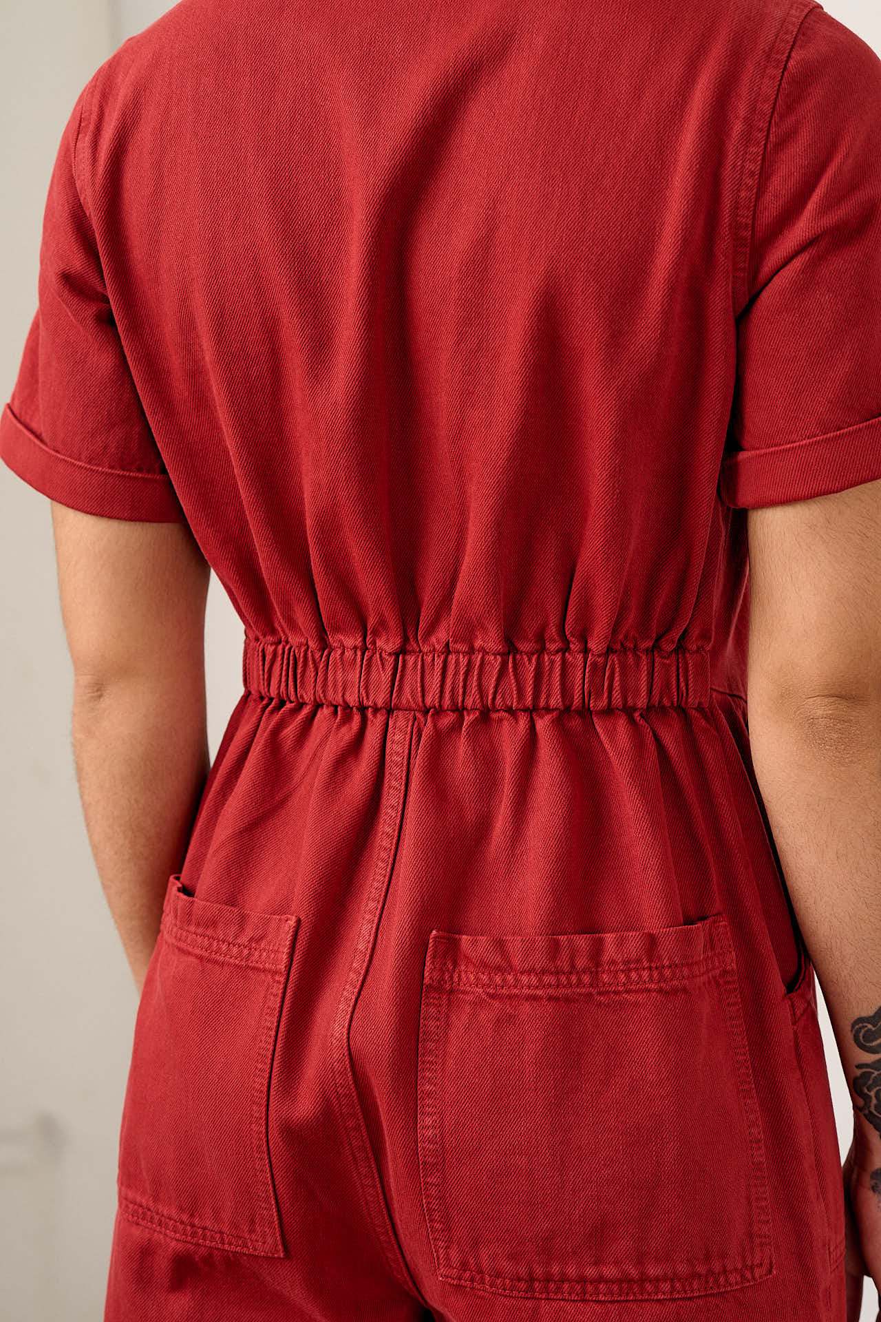 Ragan - Denim Jumpsuit in True Red Wash - Image 4