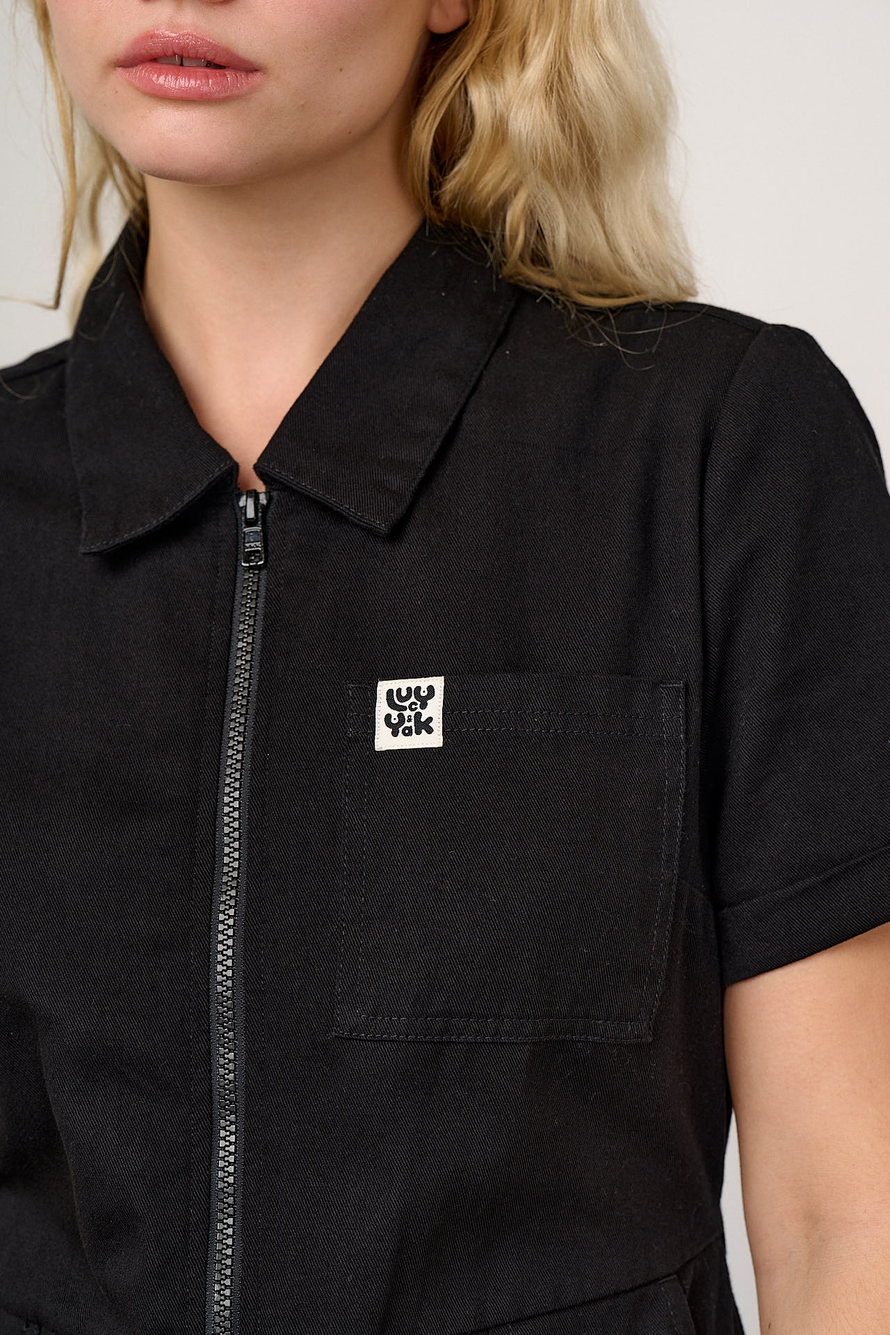 Ragan - Organic Cotton Black Zip Jumpsuit in Black - Image 2
