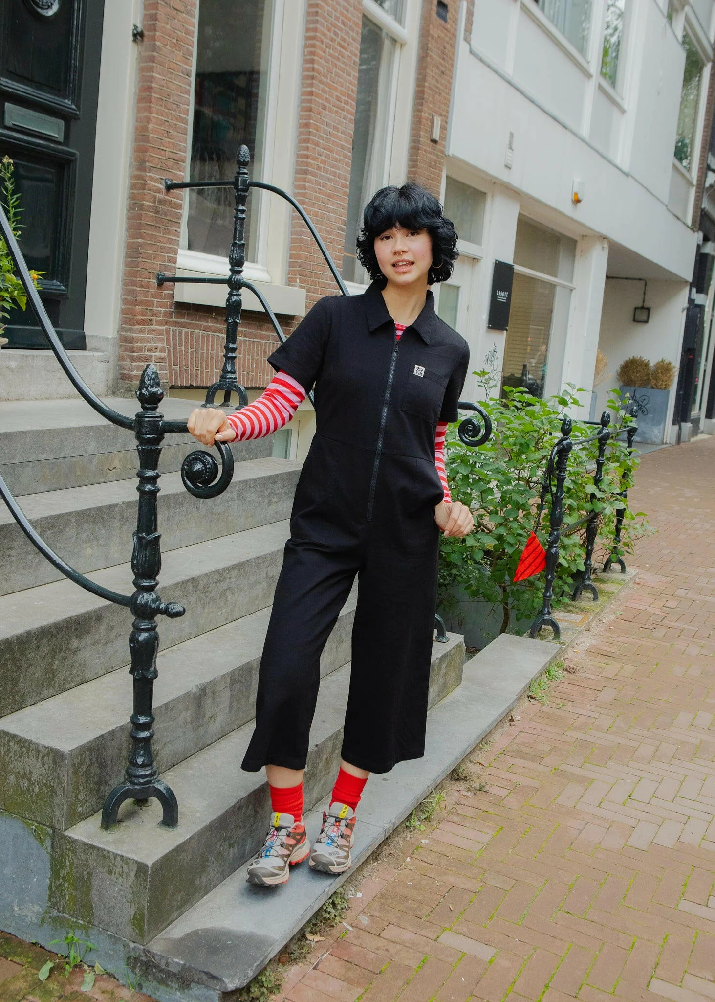 Ragan - Organic Cotton Black Zip Jumpsuit in Black - Image 3