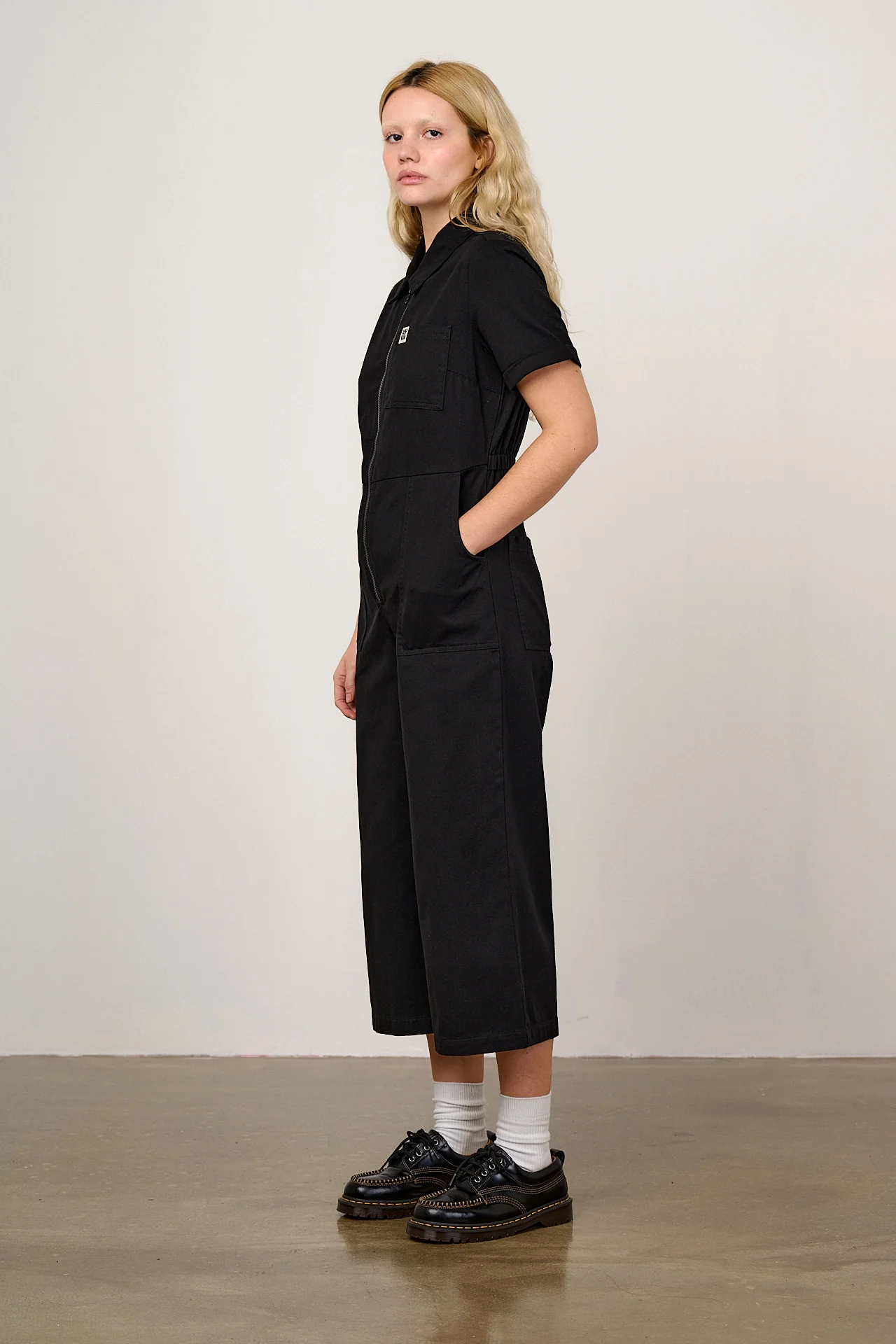 Ragan - Organic Cotton Black Zip Jumpsuit in Black - Image 4