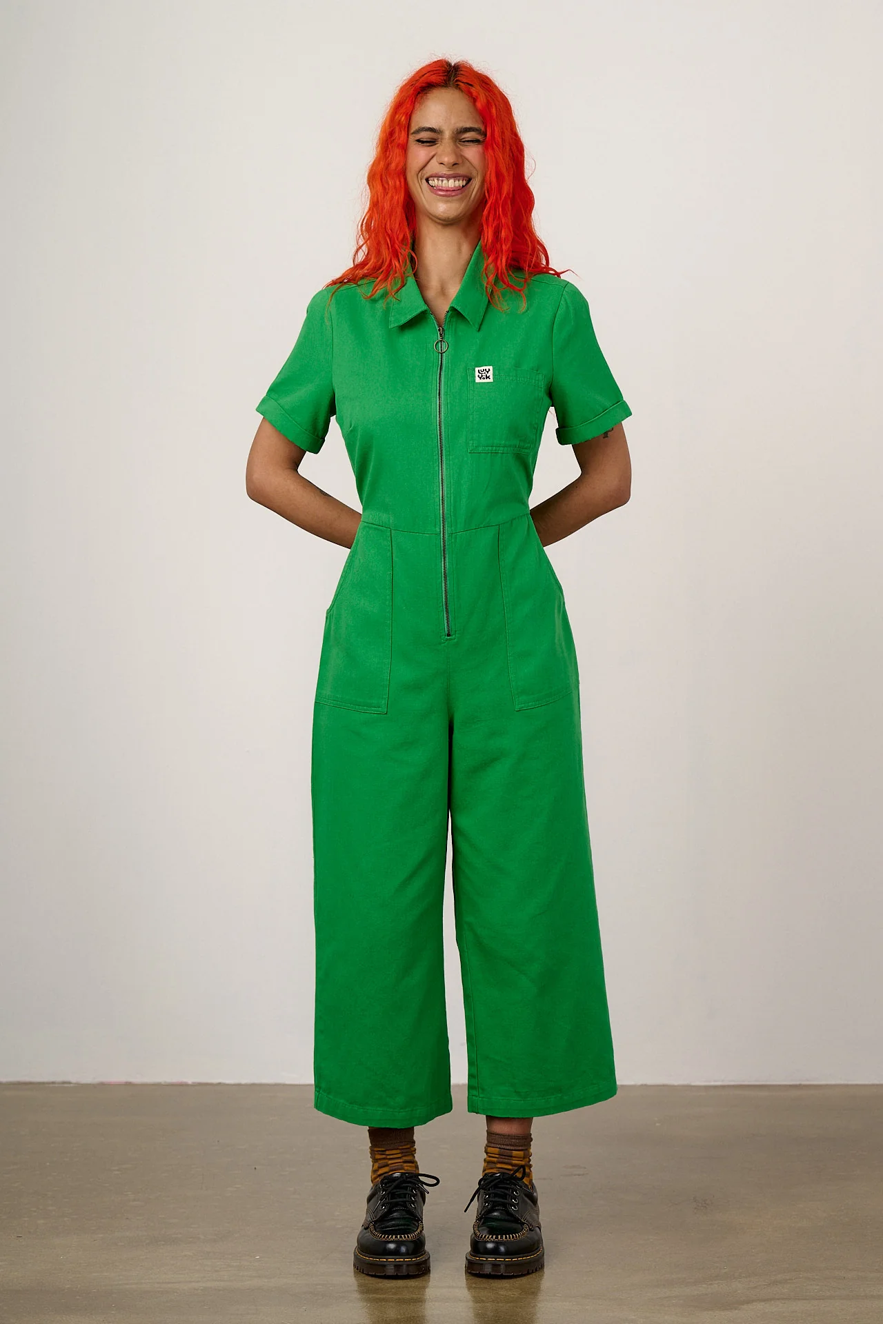 Ragan - Cotton Jumpsuit in Kelly Green - Image 3