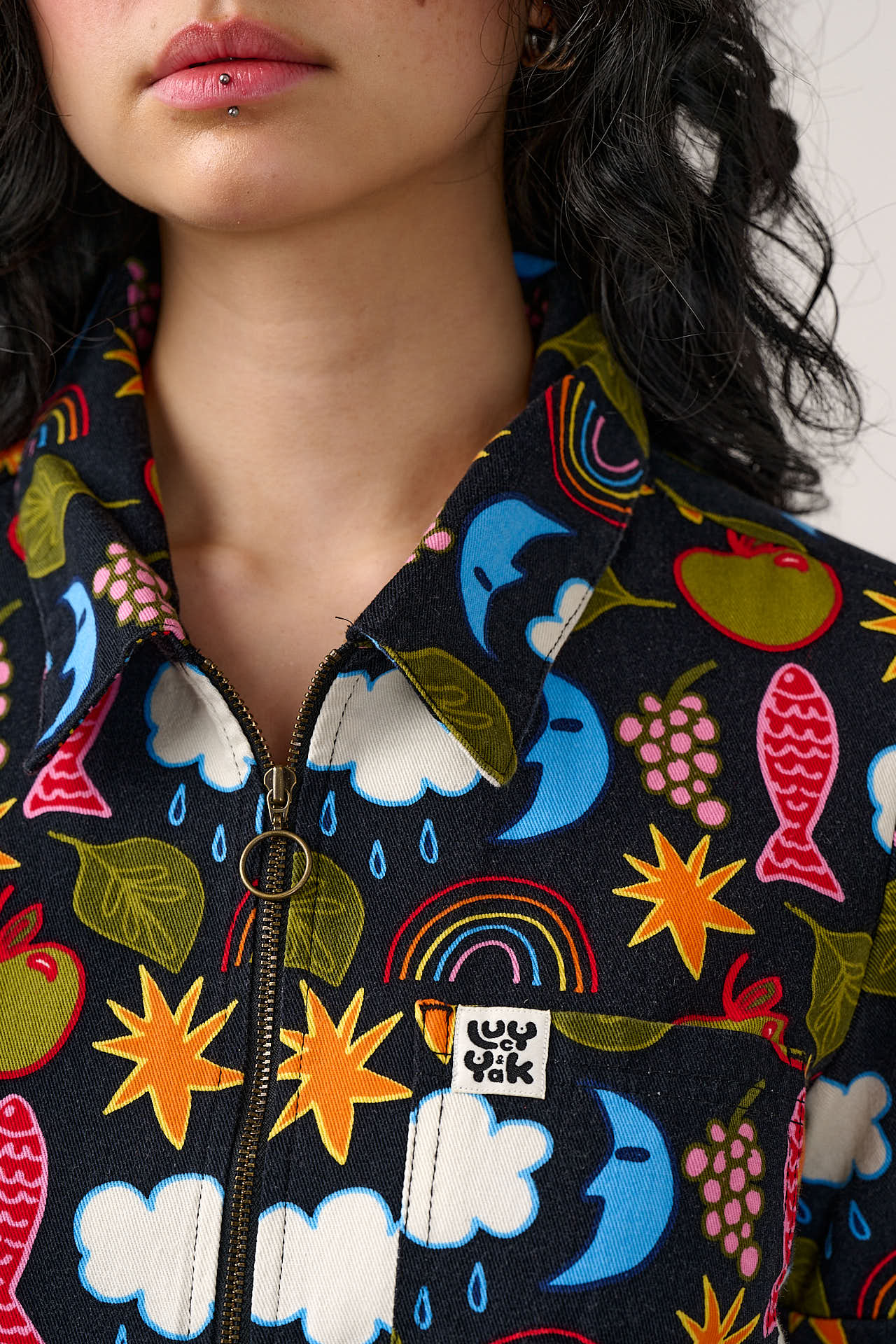 Ragan - Cotton Jumpsuit in Naive Shapes Print - Image 2