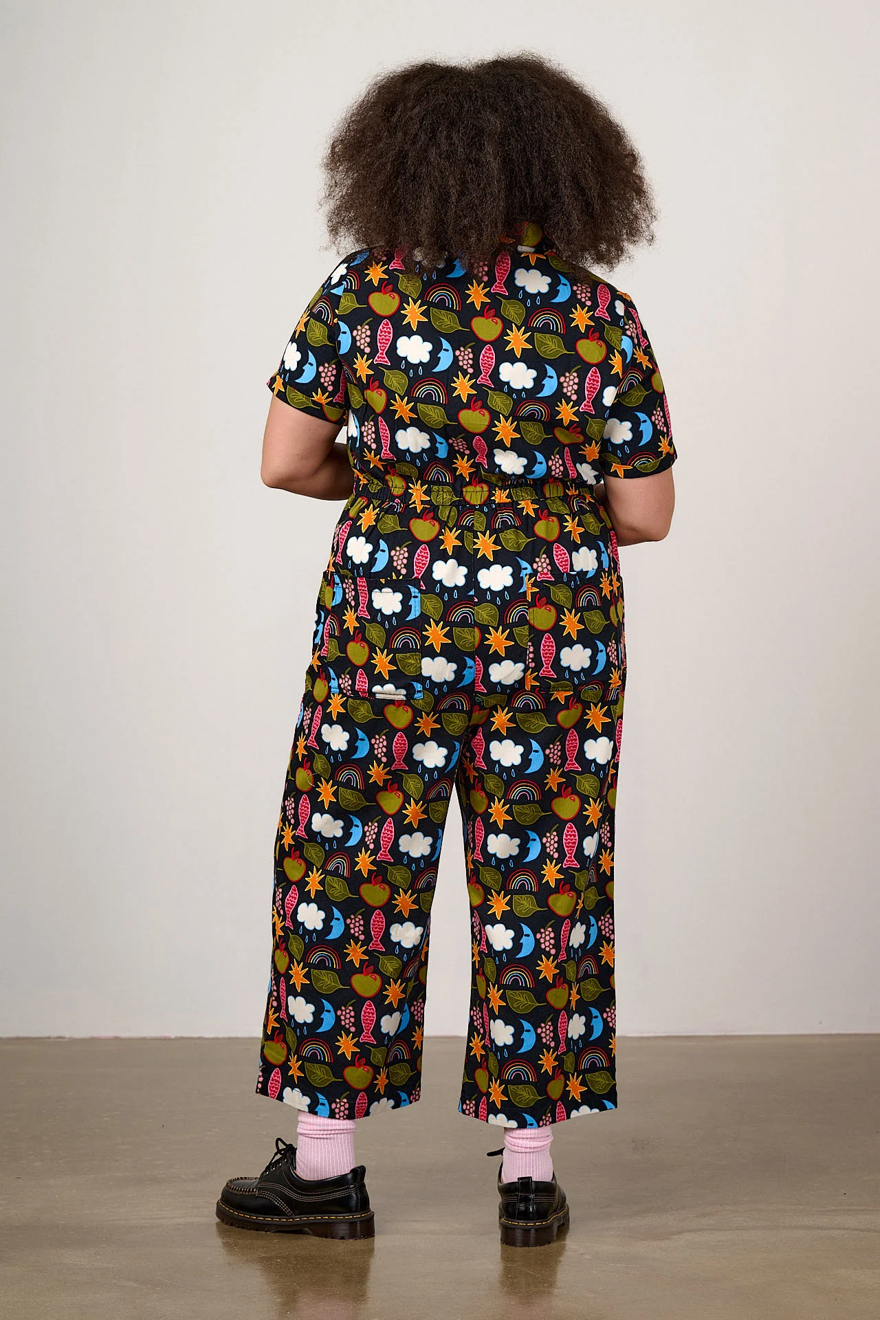 Ragan - Cotton Jumpsuit in Naive Shapes Print - Image 3