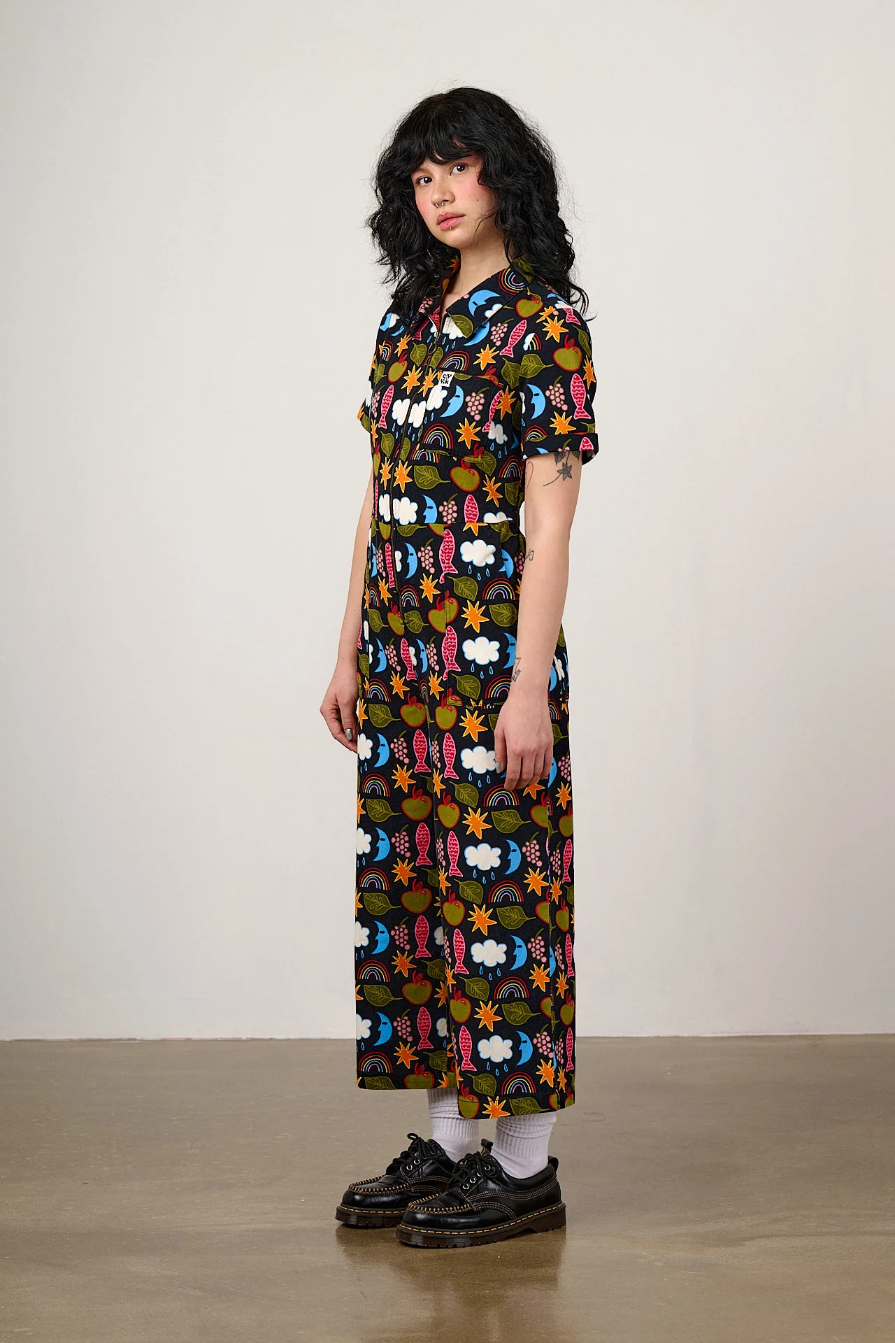 Ragan - Cotton Jumpsuit in Naive Shapes Print - Image 4