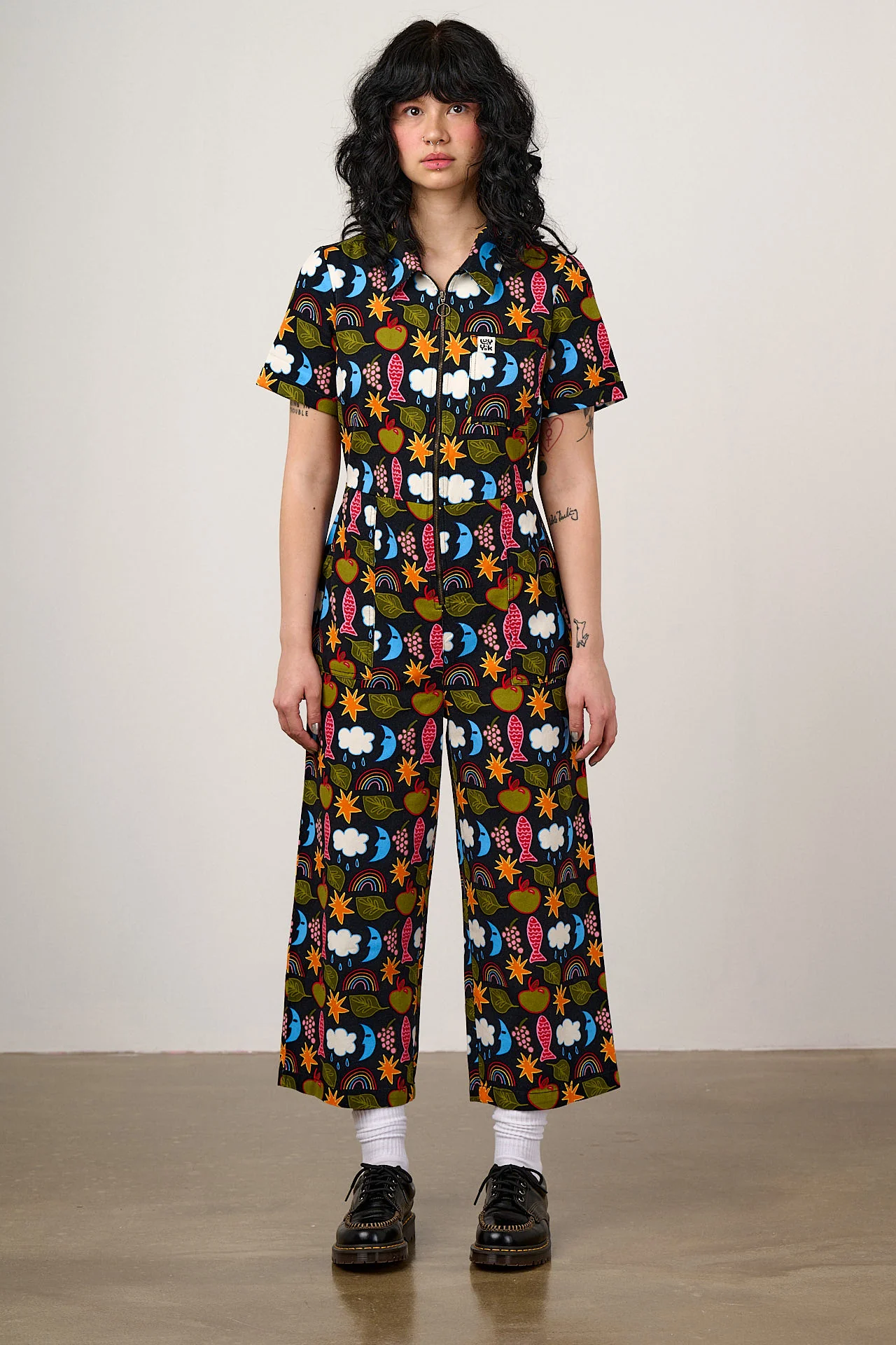 Ragan - Cotton Jumpsuit in Naive Shapes Print - Image 5