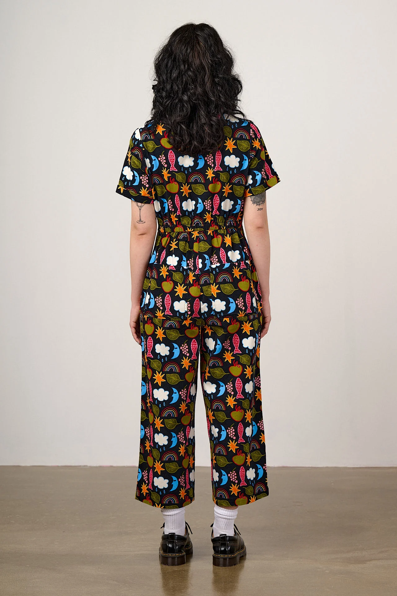 Ragan - Cotton Jumpsuit in Naive Shapes Print - Image 7