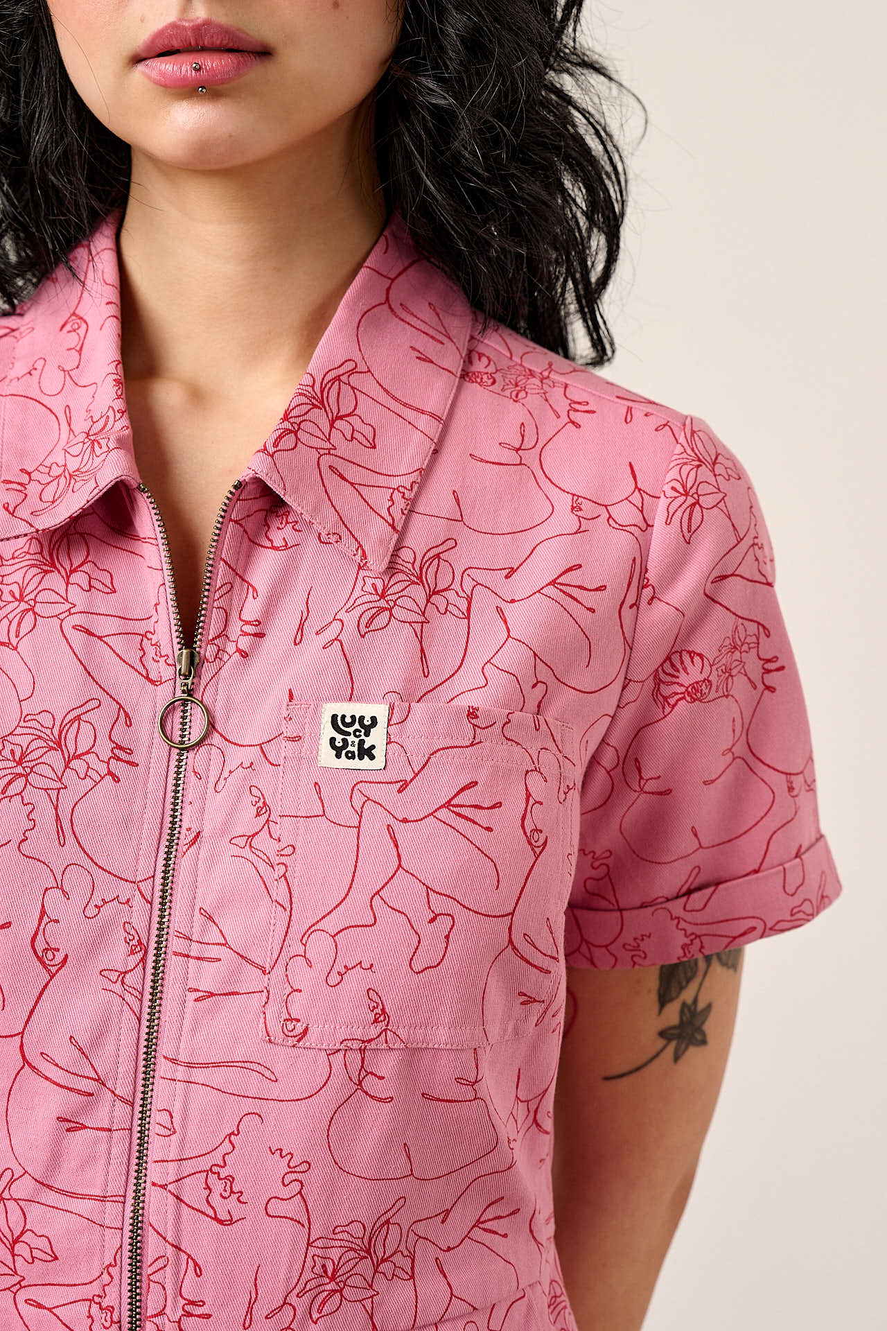 Ragan - Cotton Jumpsuit in Pink Bodies Print - Image 2